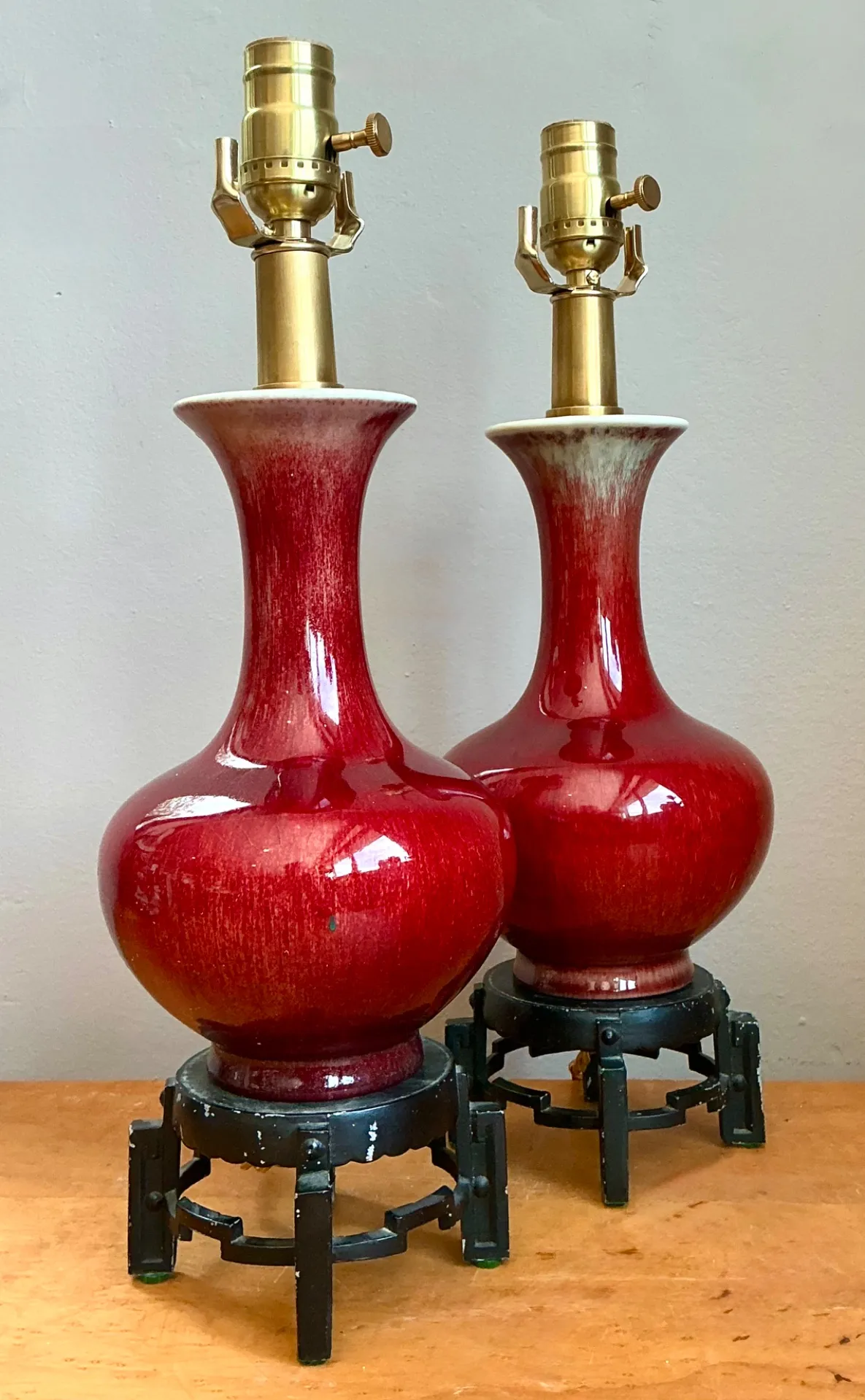 Vintage Sang de Bouf Glazed Ceramic Lamps - A Pair — additional photo 7