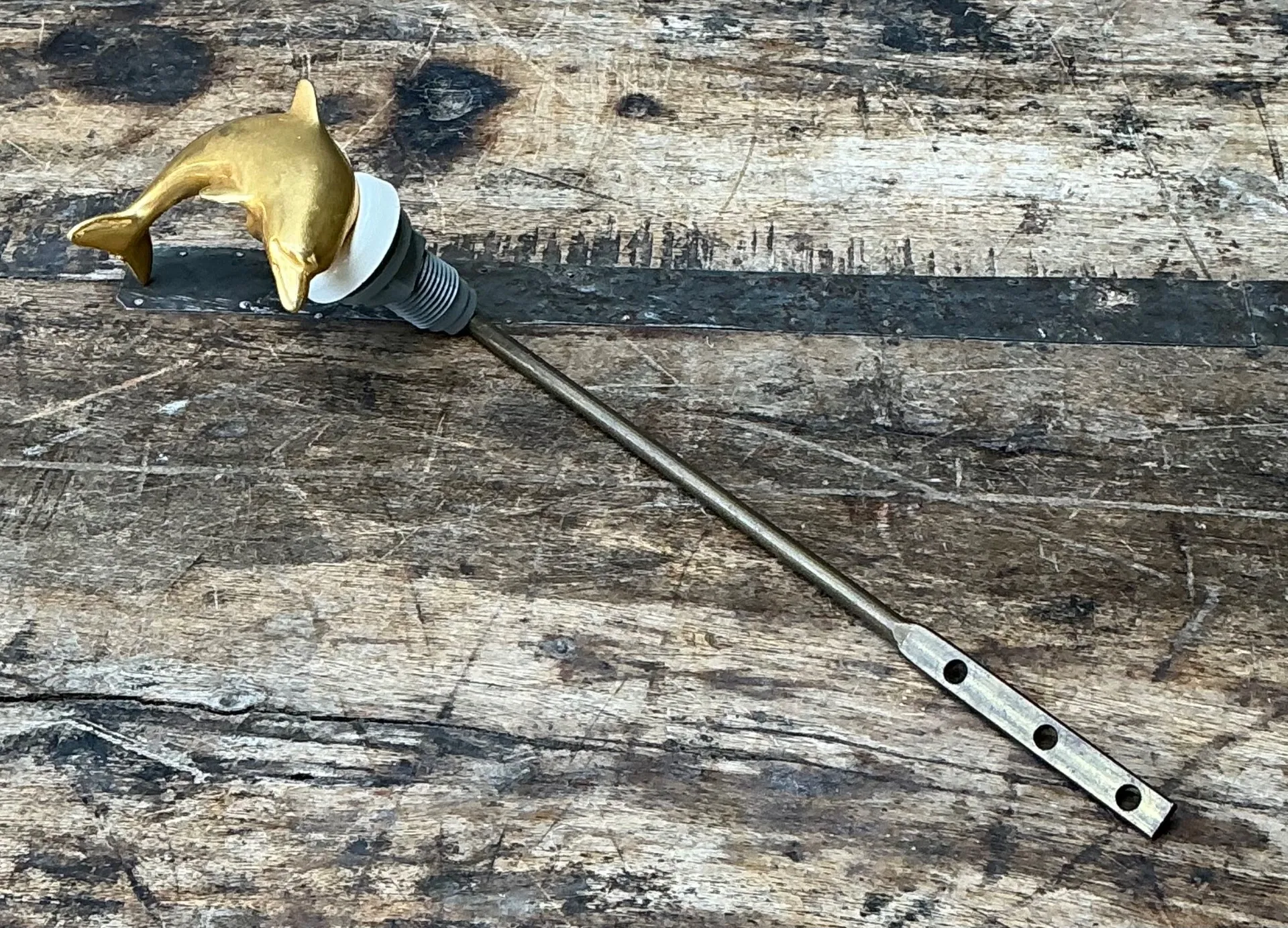 Vintage Brass Dolphin Toilet Handle — additional photo 2