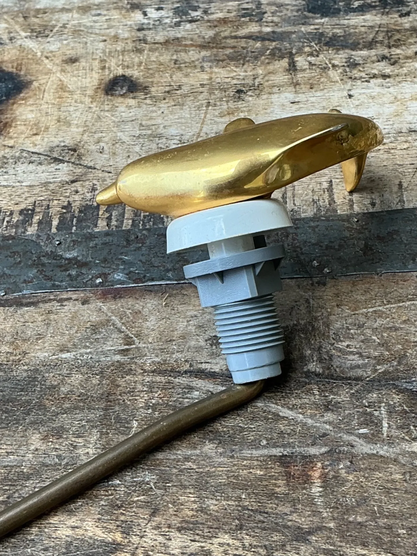 Vintage Brass Dolphin Toilet Handle — additional photo 1