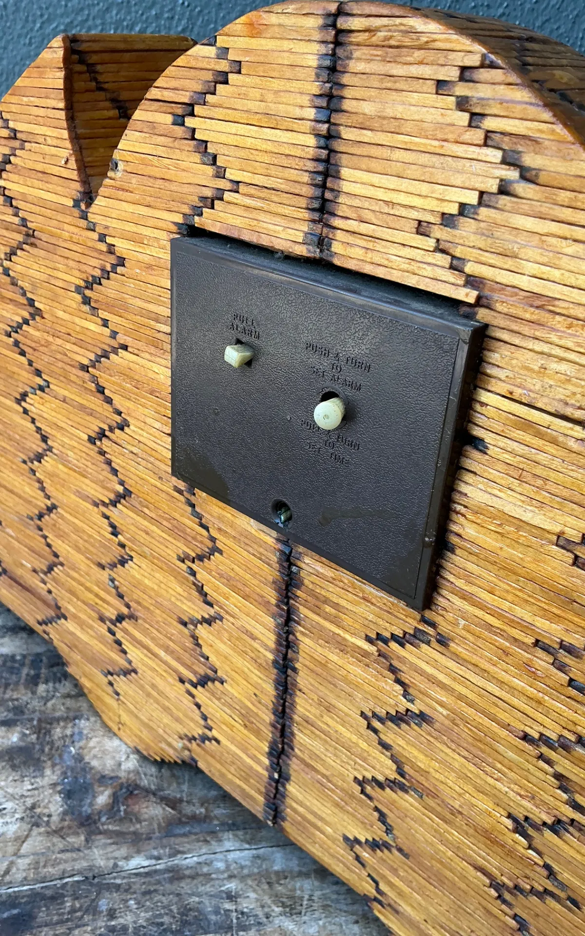 Vintage Handcrafted Matchstick Mantle Clock — additional photo 2