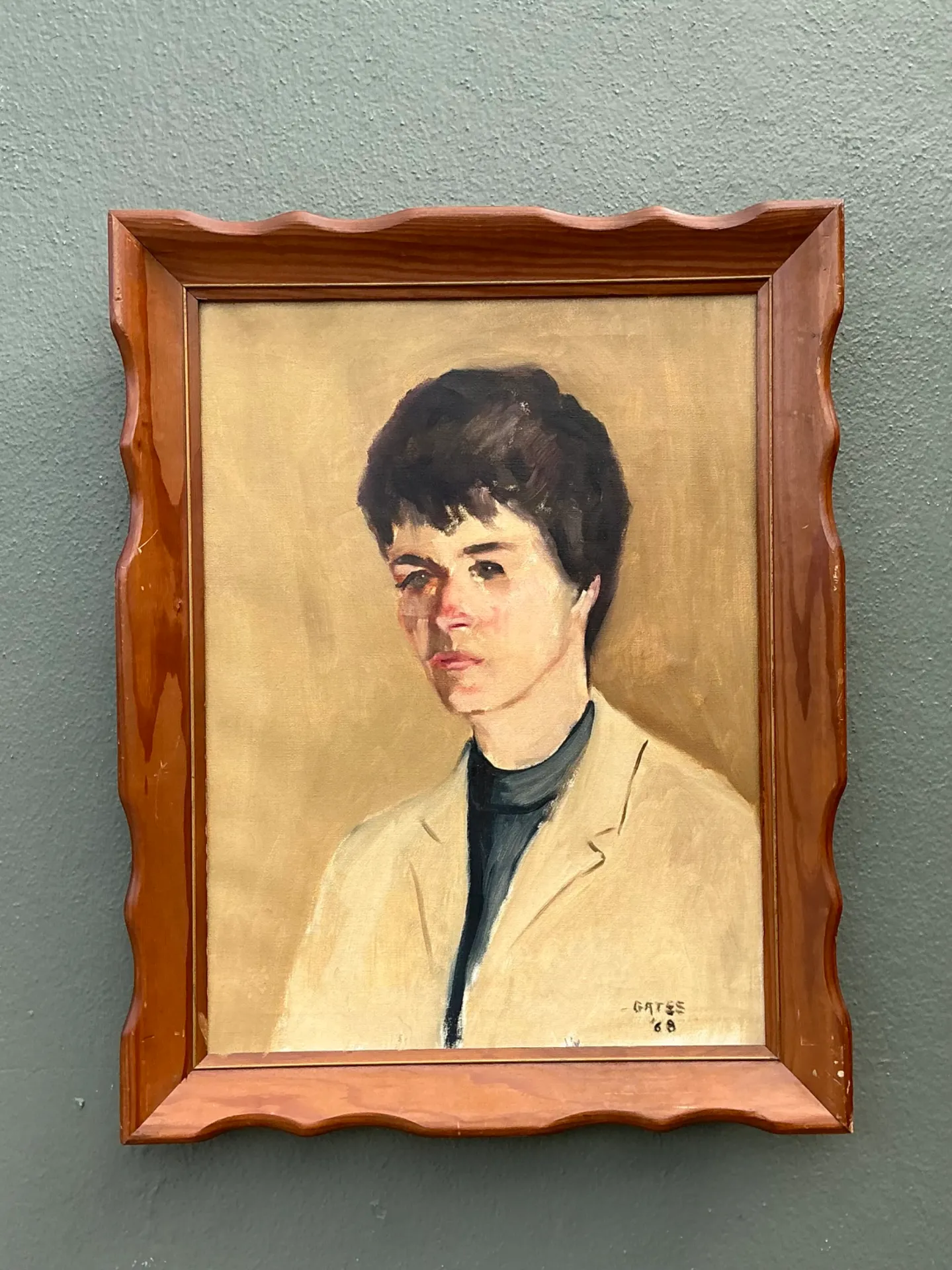 Vintage 1968 Signed Portrait Painting — additional photo 2