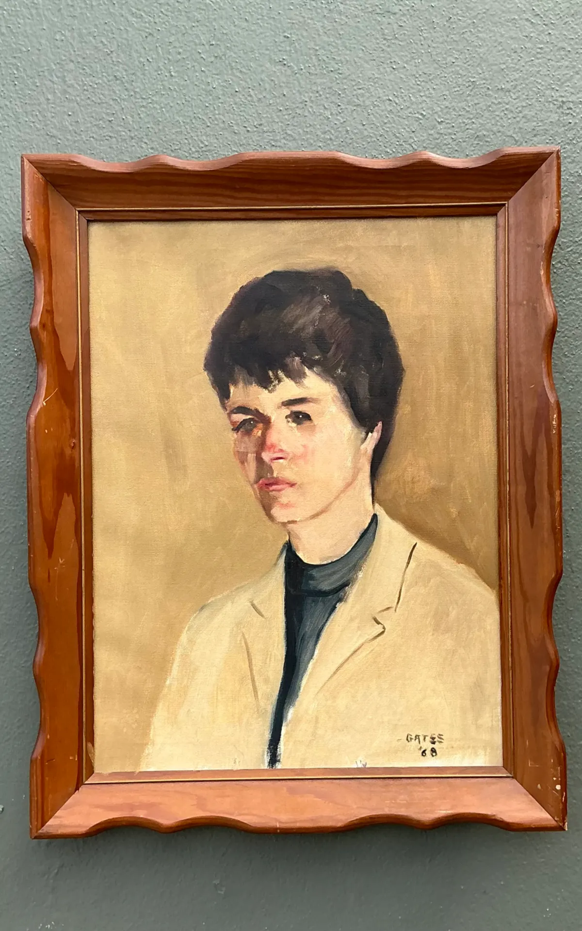 Vintage 1968 Signed Portrait Painting — additional photo 2