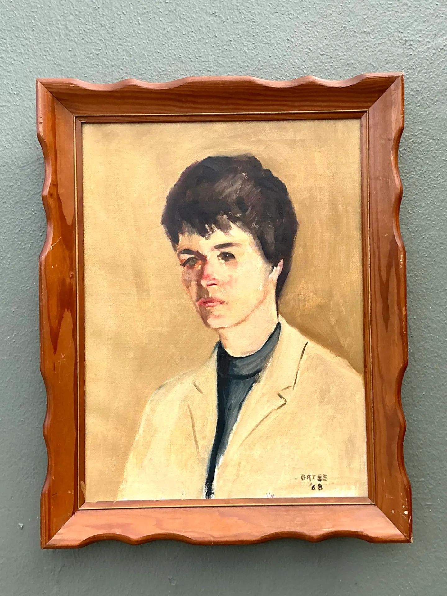 Vintage 1968 Signed Portrait Painting — additional photo 5