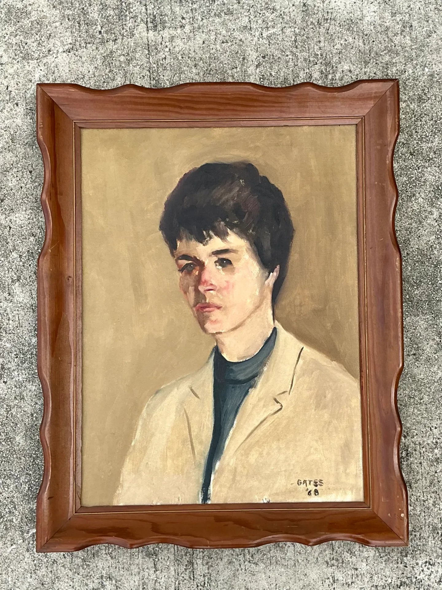 Vintage 1968 Signed Portrait Painting — additional photo 3