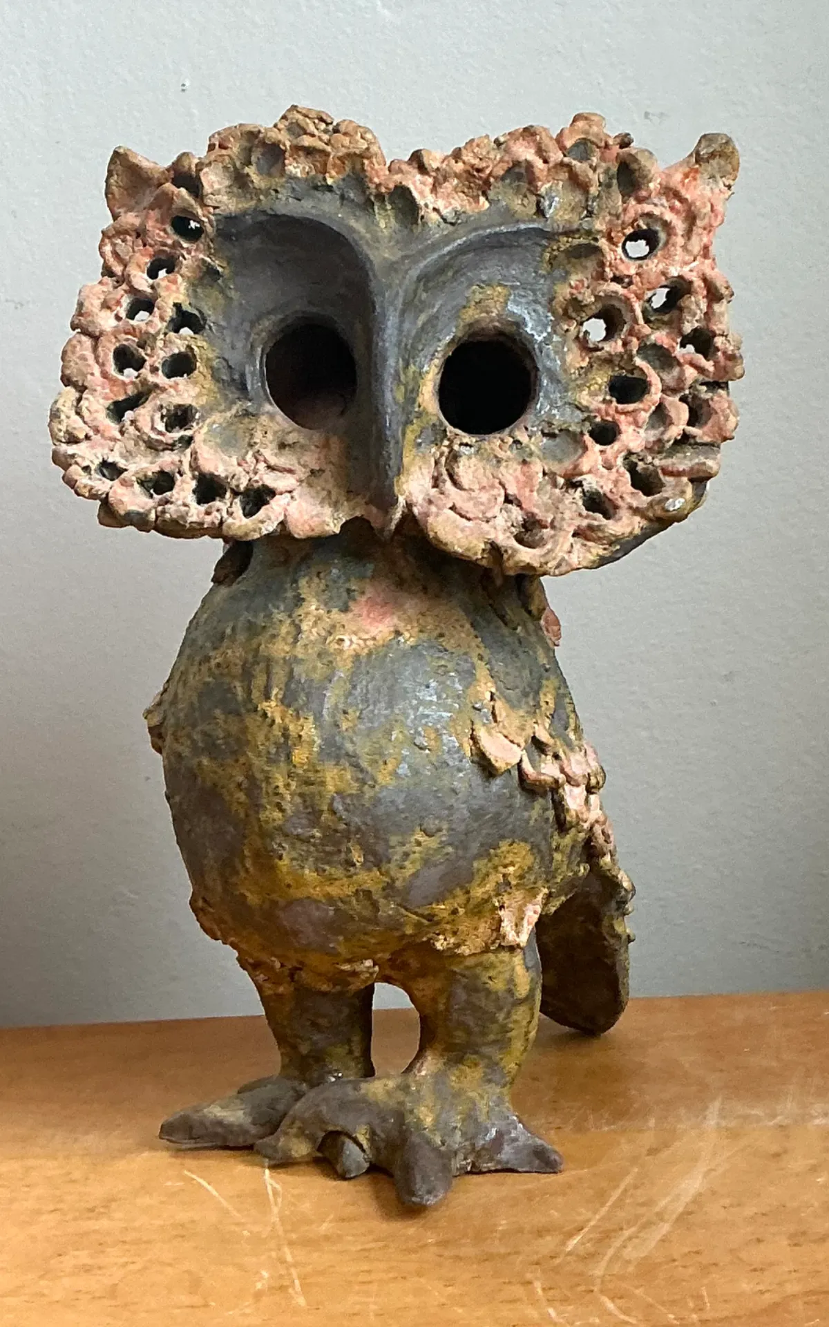 Vintage Handcrafted Ceramic Owl Sculpture — additional photo 2