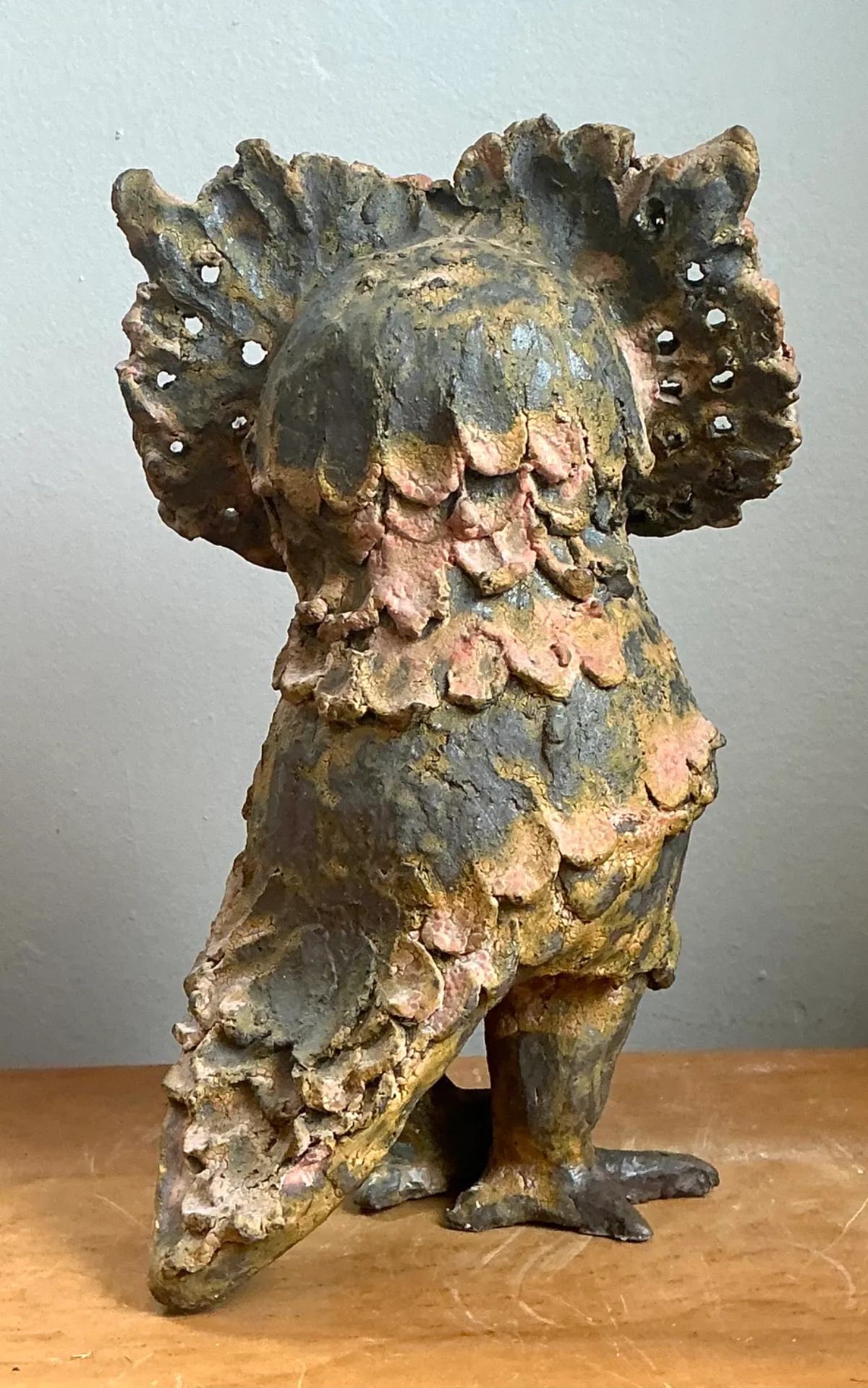 Vintage Handcrafted Ceramic Owl Sculpture