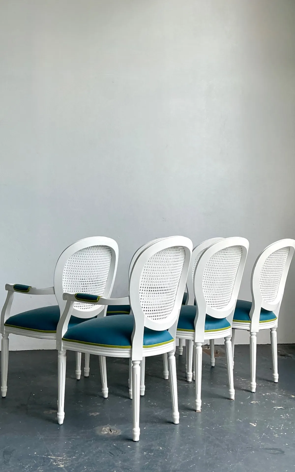 Vintage Medallion Back Cane Dining Chairs - Set Of Six
