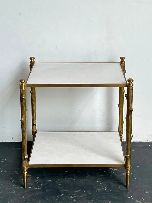 Vintage Brass Faux Bois Two-Tier Table — additional photo 5
