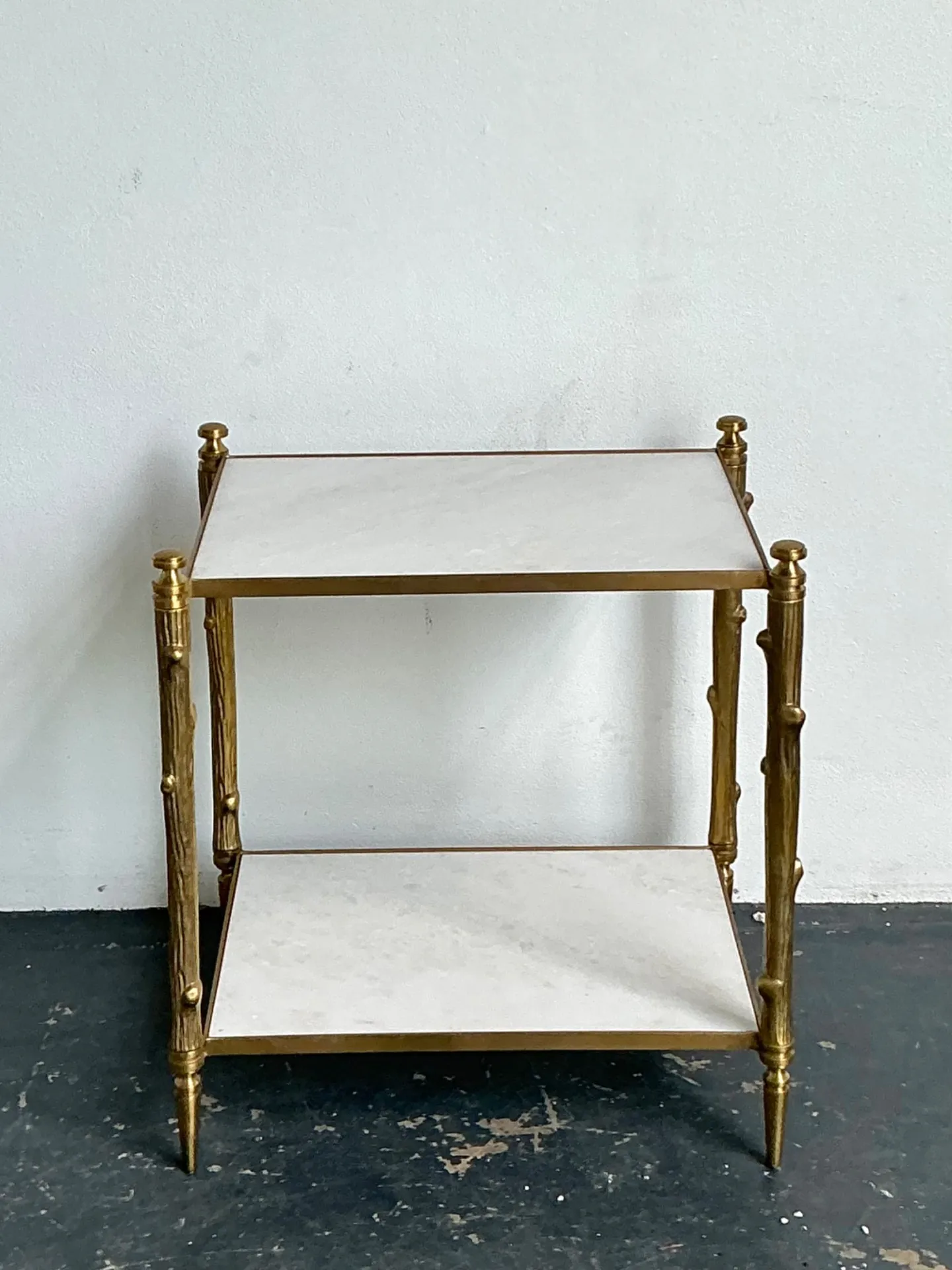 Vintage Brass Faux Bois Two-Tier Table — additional photo 2