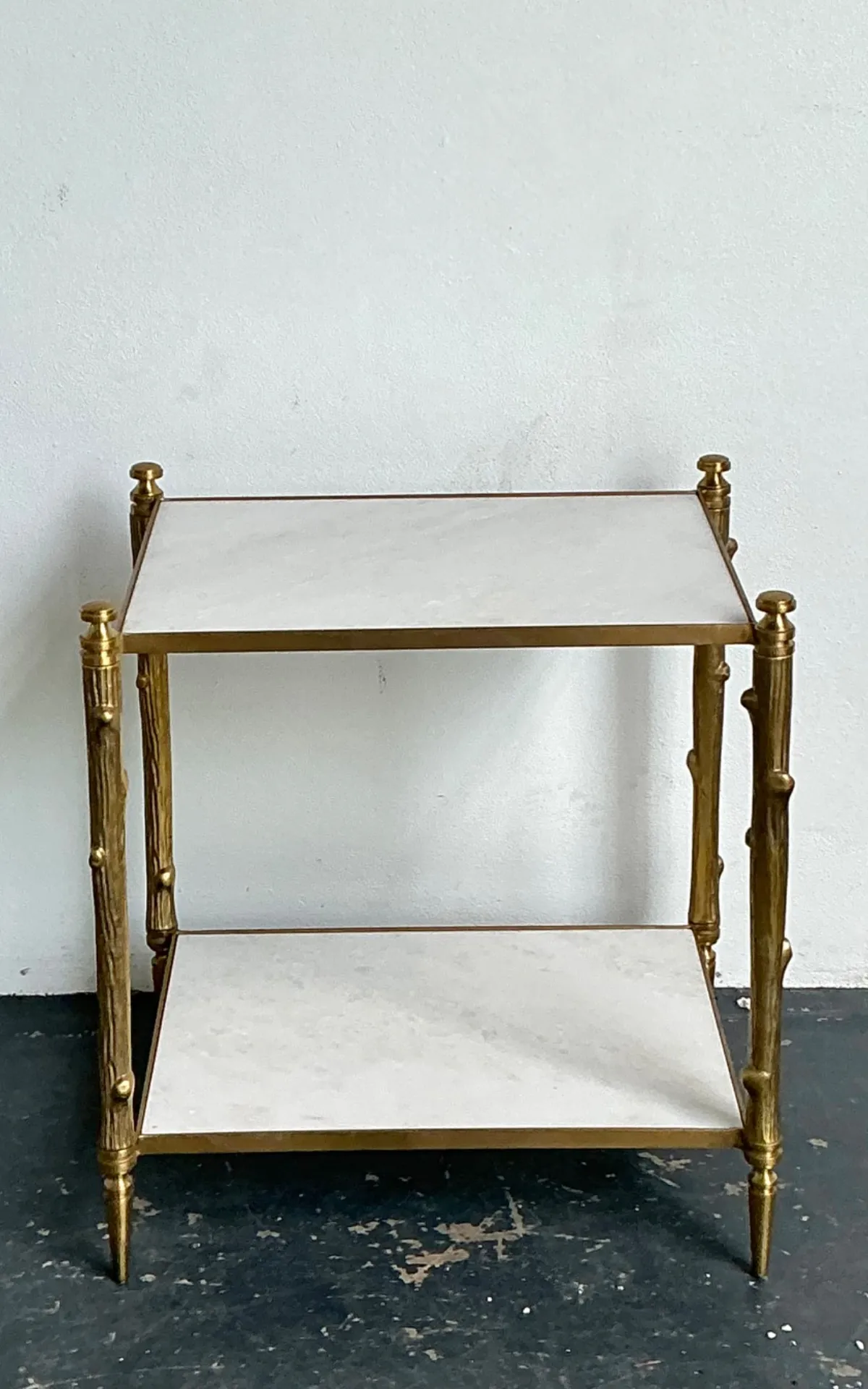 Vintage Brass Faux Bois Two-Tier Table — additional photo 2