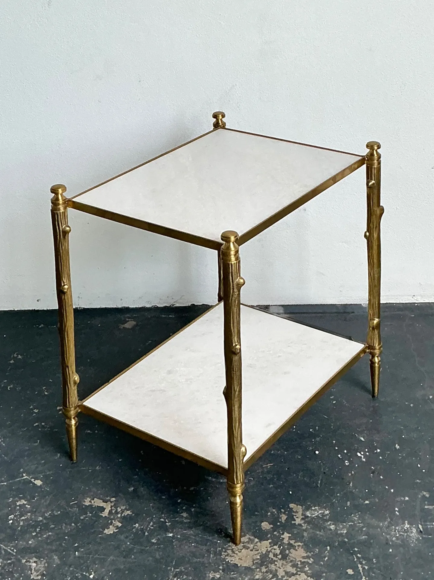 Vintage Brass Faux Bois Two-Tier Table — additional photo 3