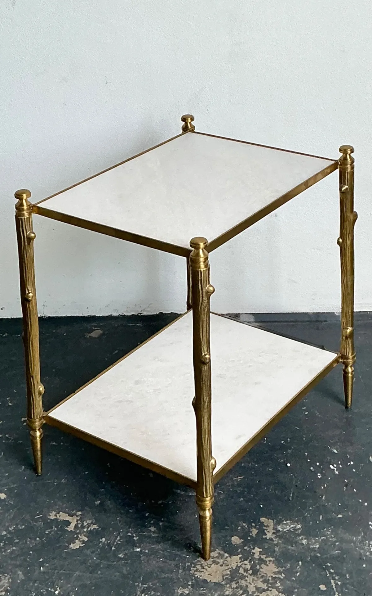 Vintage Brass Faux Bois Two-Tier Table — additional photo 3