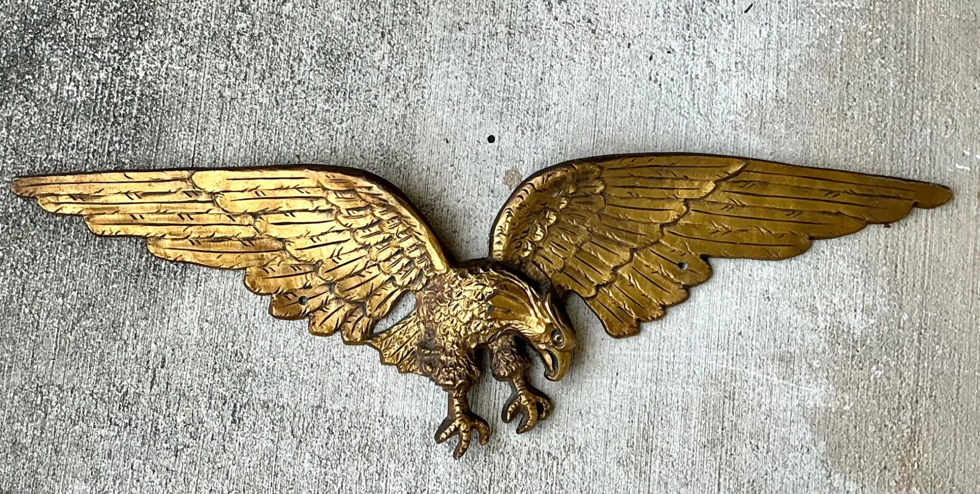 Vintage Gold Painted Metal Eagle Wall Sculpture — additional photo 4