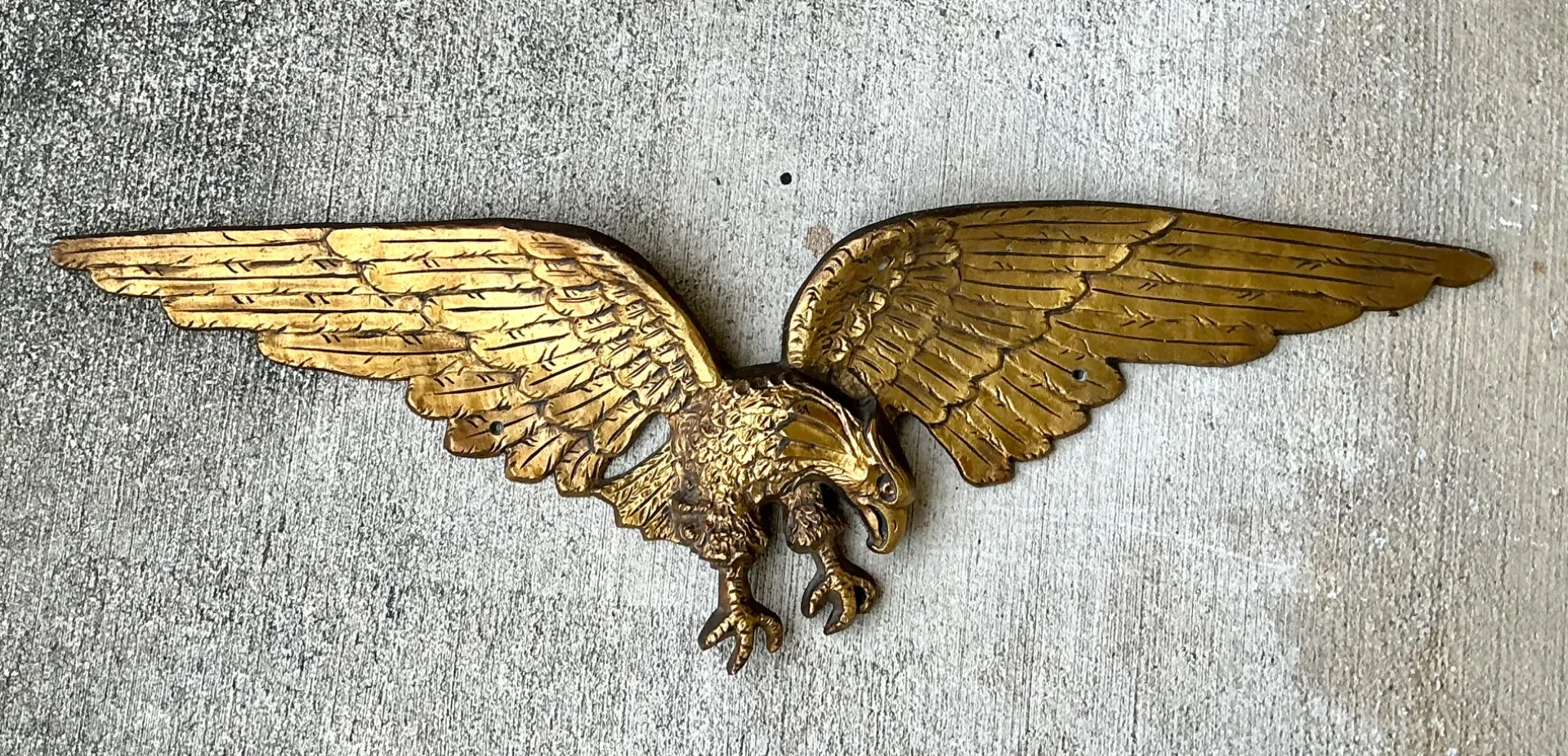 Vintage Gold Painted Metal Eagle Wall Sculpture — additional photo 7