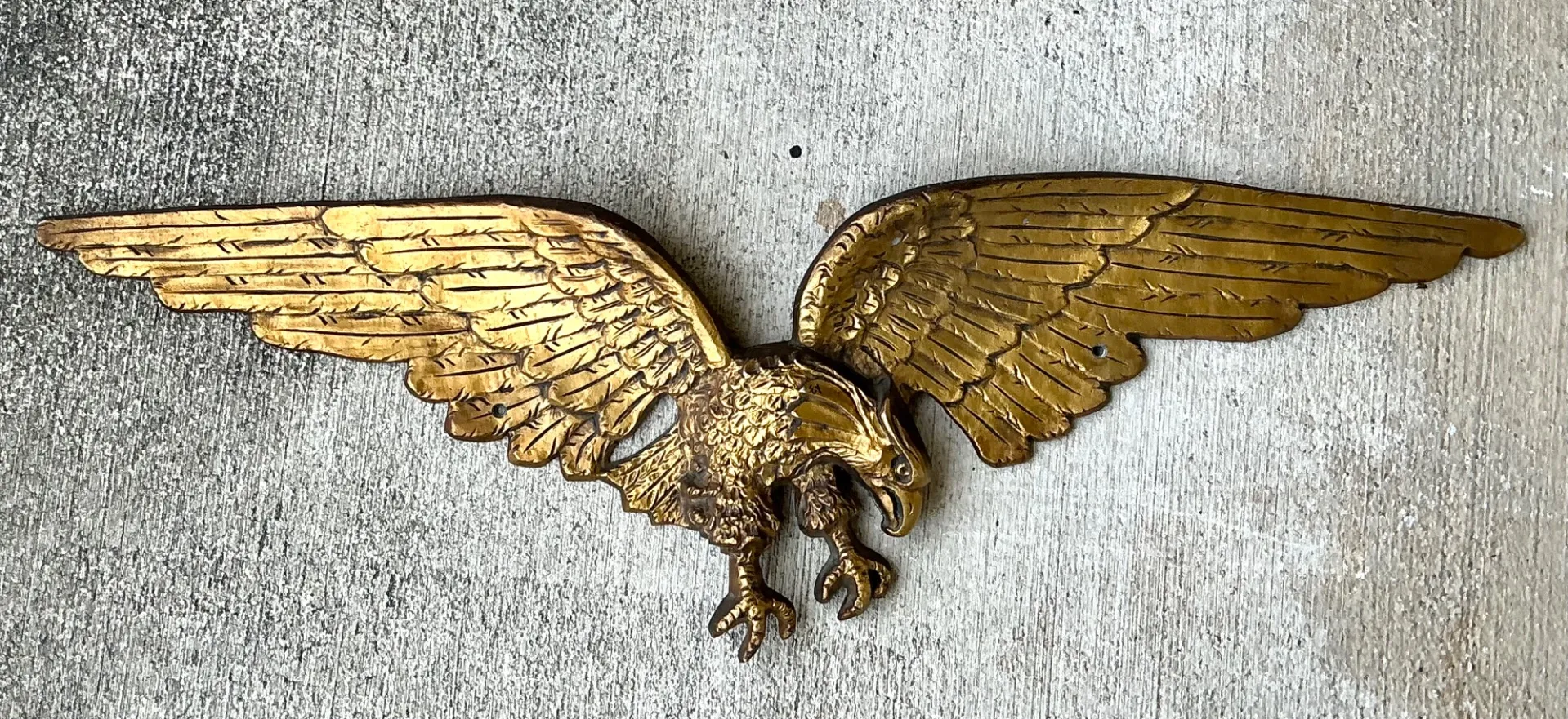 Vintage Gold Painted Metal Eagle Wall Sculpture — additional photo 6