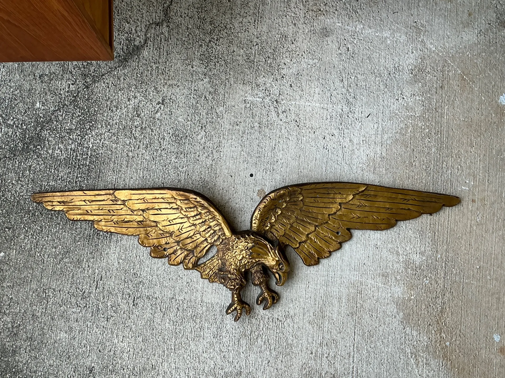 Vintage Gold Painted Metal Eagle Wall Sculpture — additional photo 1
