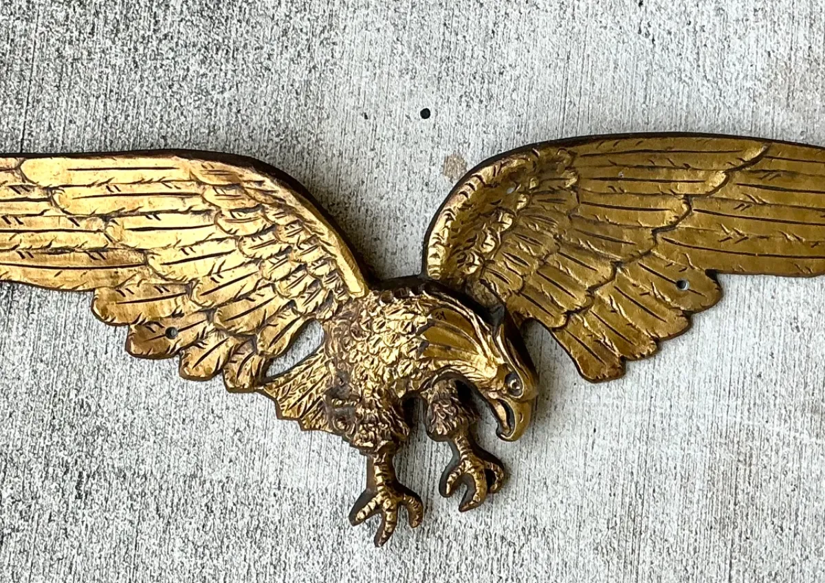 Vintage Gold Painted Metal Eagle Wall Sculpture — additional photo 2