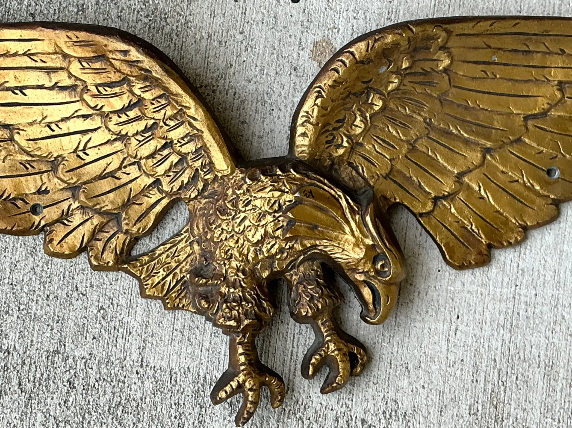 Vintage Gold Painted Metal Eagle Wall Sculpture — additional photo 5