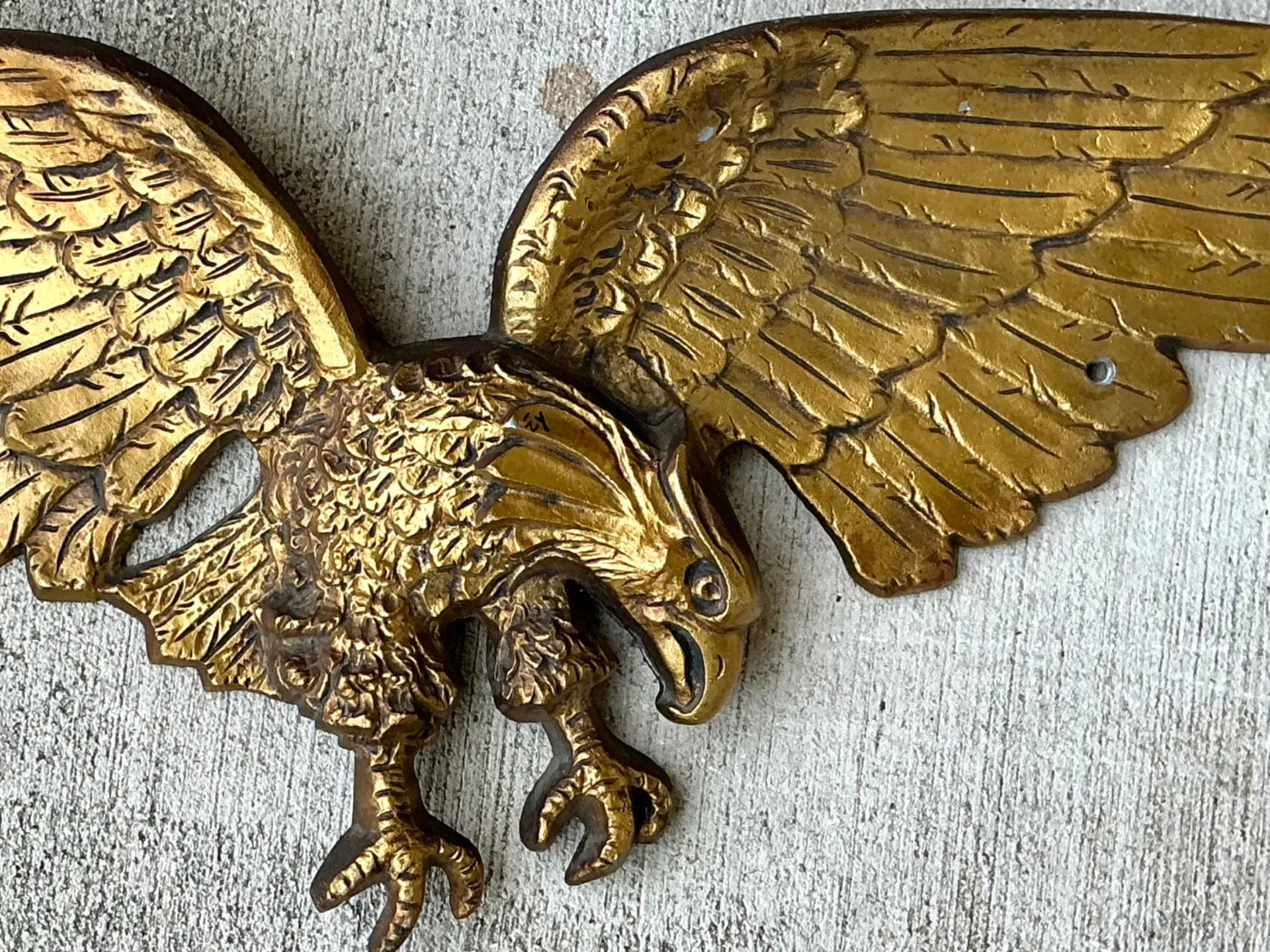 Vintage Gold Painted Metal Eagle Wall Sculpture — additional photo 8