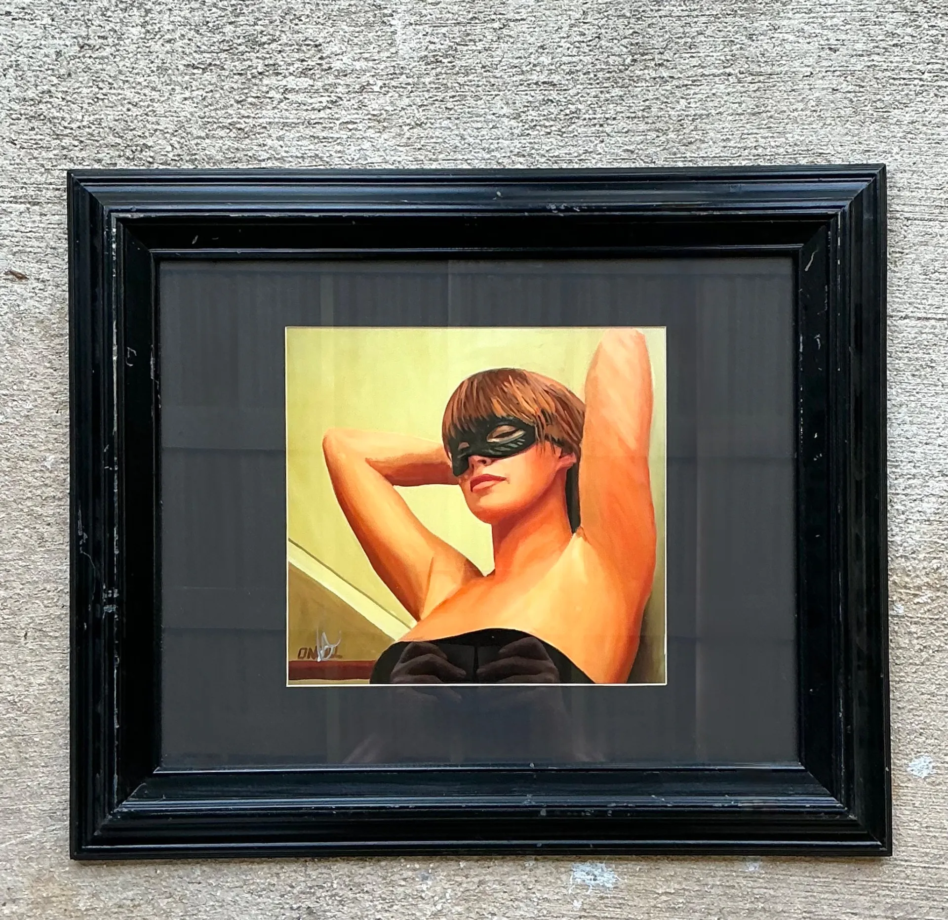 Vintage Masked Lady Oil Print in Black Frame — additional photo 5