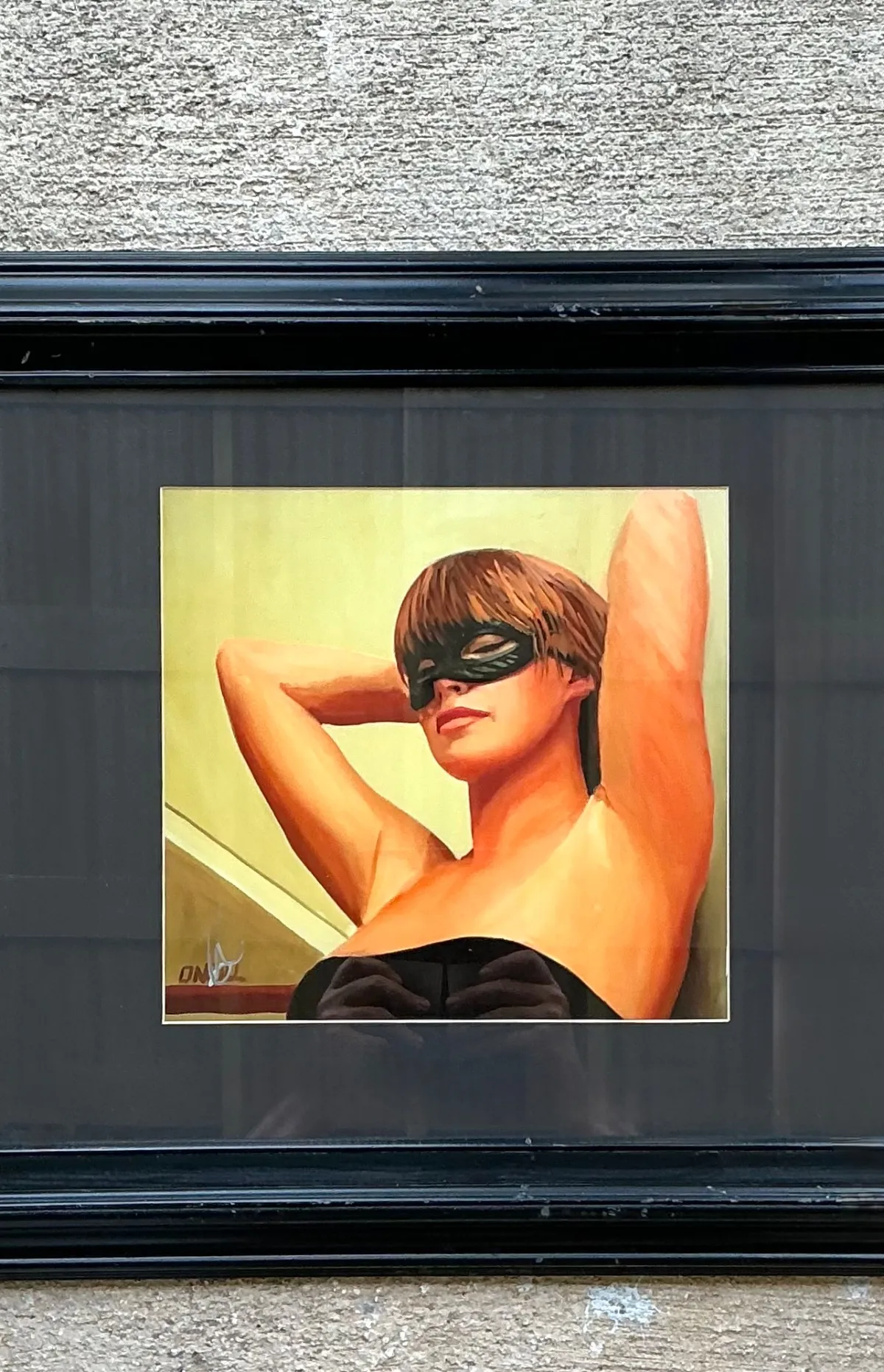 Vintage Masked Lady Oil Print in Black Frame — additional photo 5