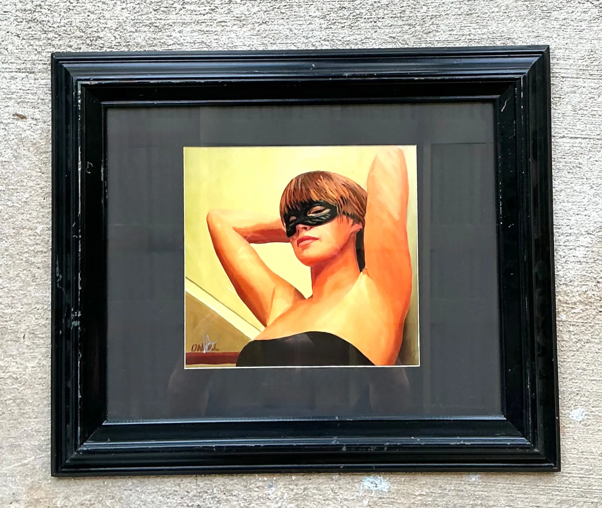 Vintage Masked Lady Oil Print in Black Frame — additional photo 6