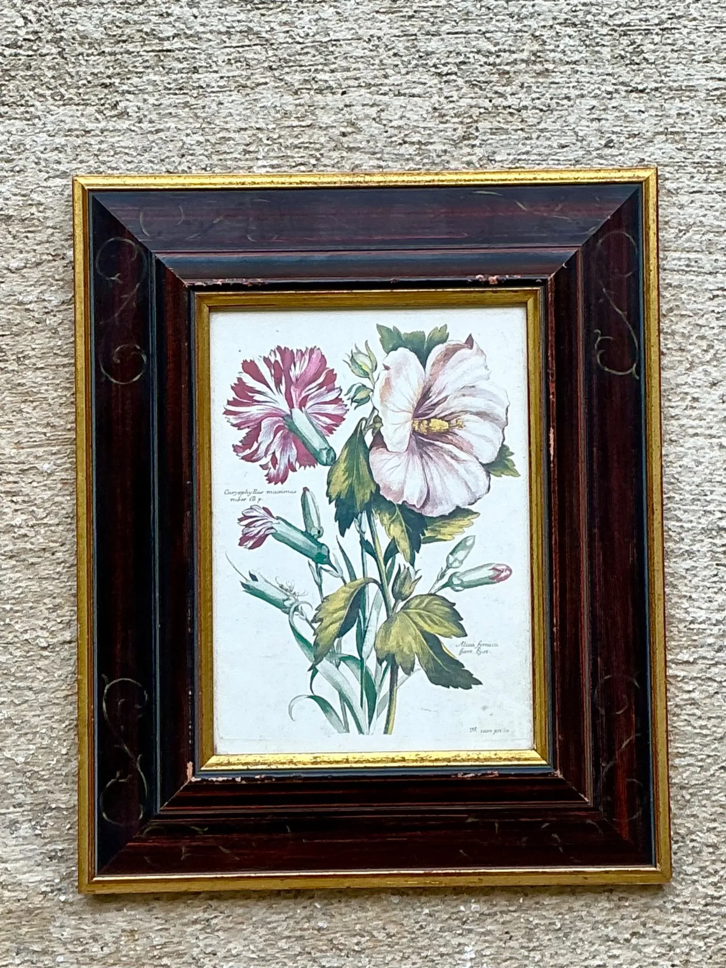 Vintage Chelsea House Botanical Floral Print in Wood Frame — additional photo 3