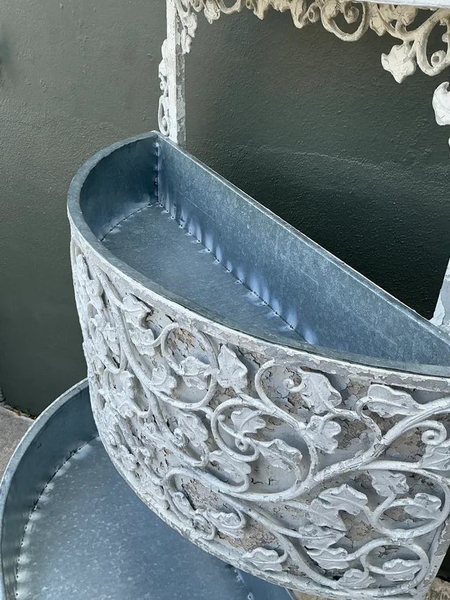 Vintage Monumental Tiered Wrought Iron Standing Planter — additional photo 7