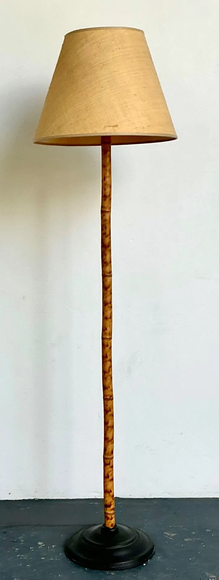 Vintage Bamboo Floor Lamp with Seagrass Shade — additional photo 8