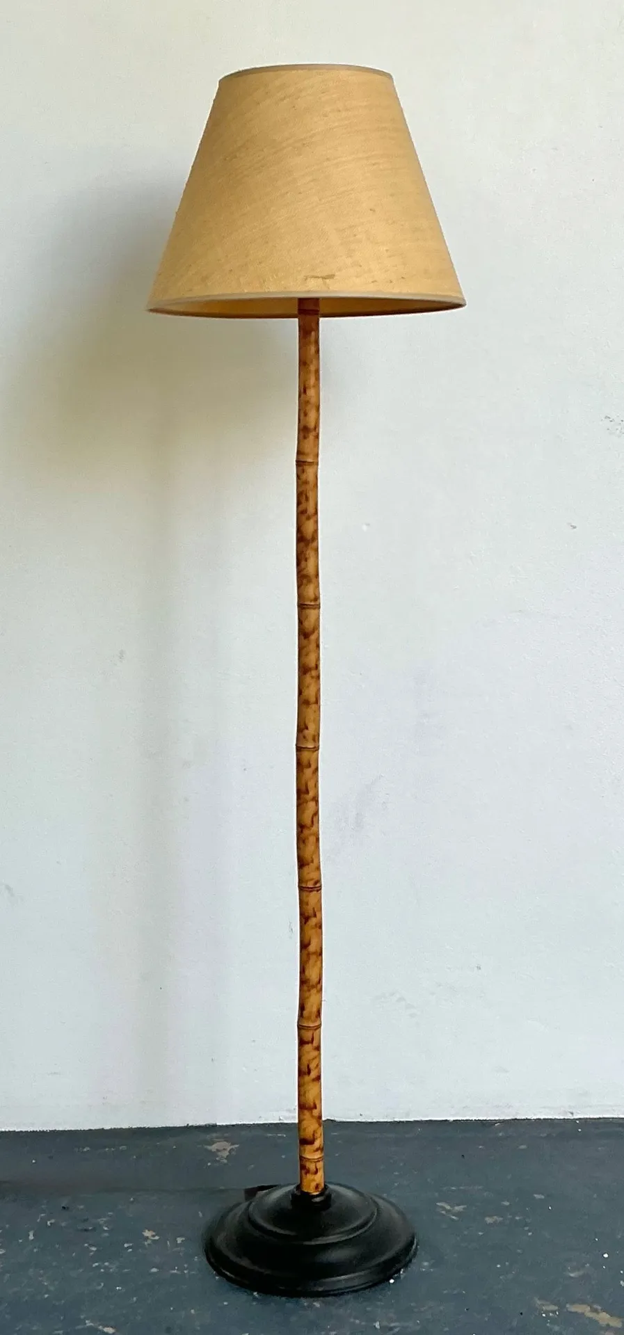 Vintage Bamboo Floor Lamp with Seagrass Shade — additional photo 3