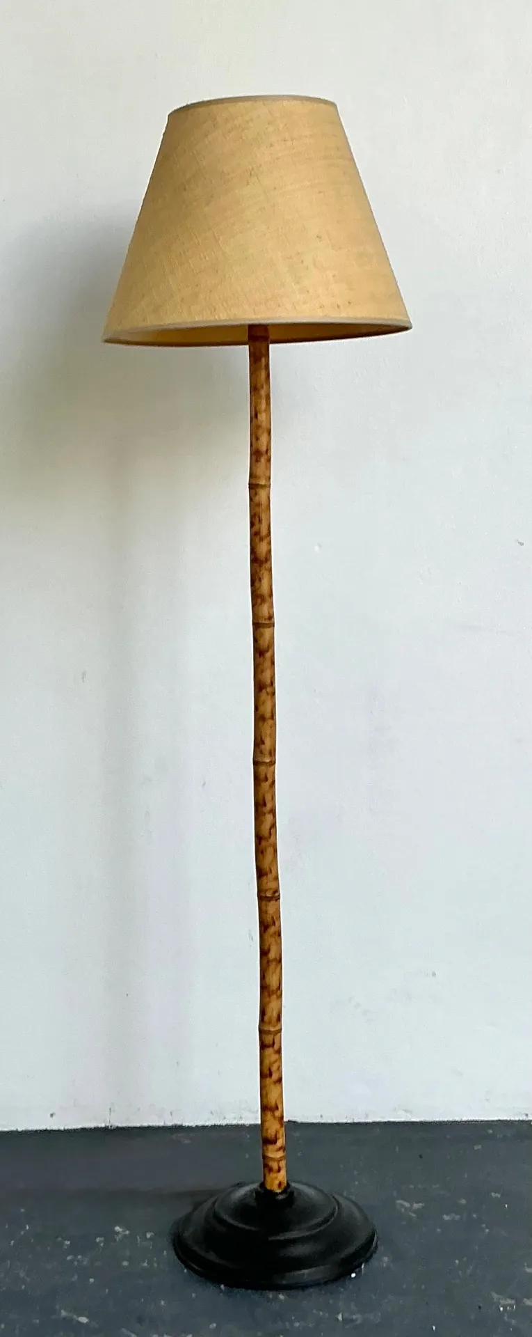 Vintage Bamboo Floor Lamp with Seagrass Shade — additional photo 2