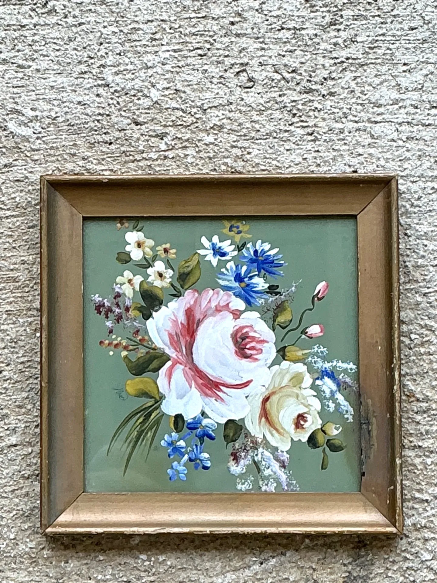 Vintage Floral Oil Painting in Wood Frame — additional photo 7