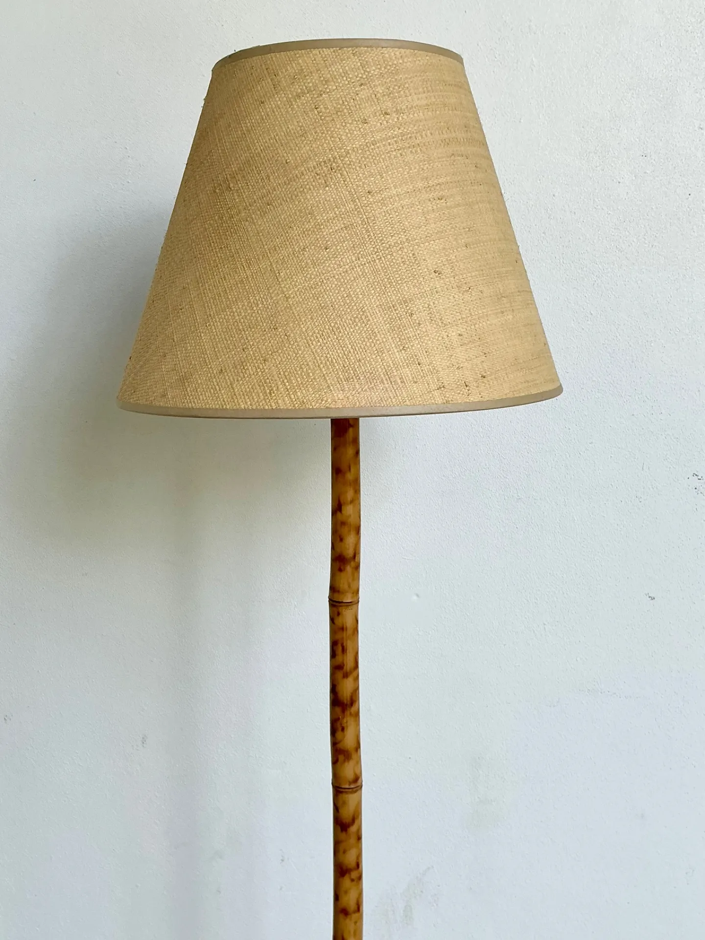 Vintage Bamboo Floor Lamp with Seagrass Shade — additional photo 7