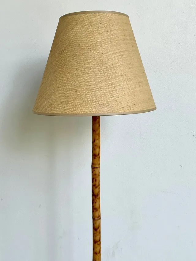 Vintage Bamboo Floor Lamp with Seagrass Shade — additional photo 7