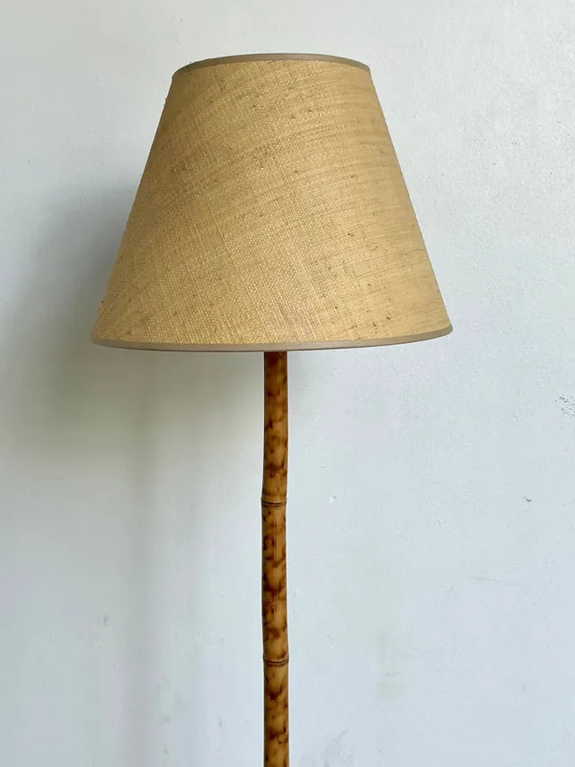 Vintage Bamboo Floor Lamp with Seagrass Shade — additional photo 4