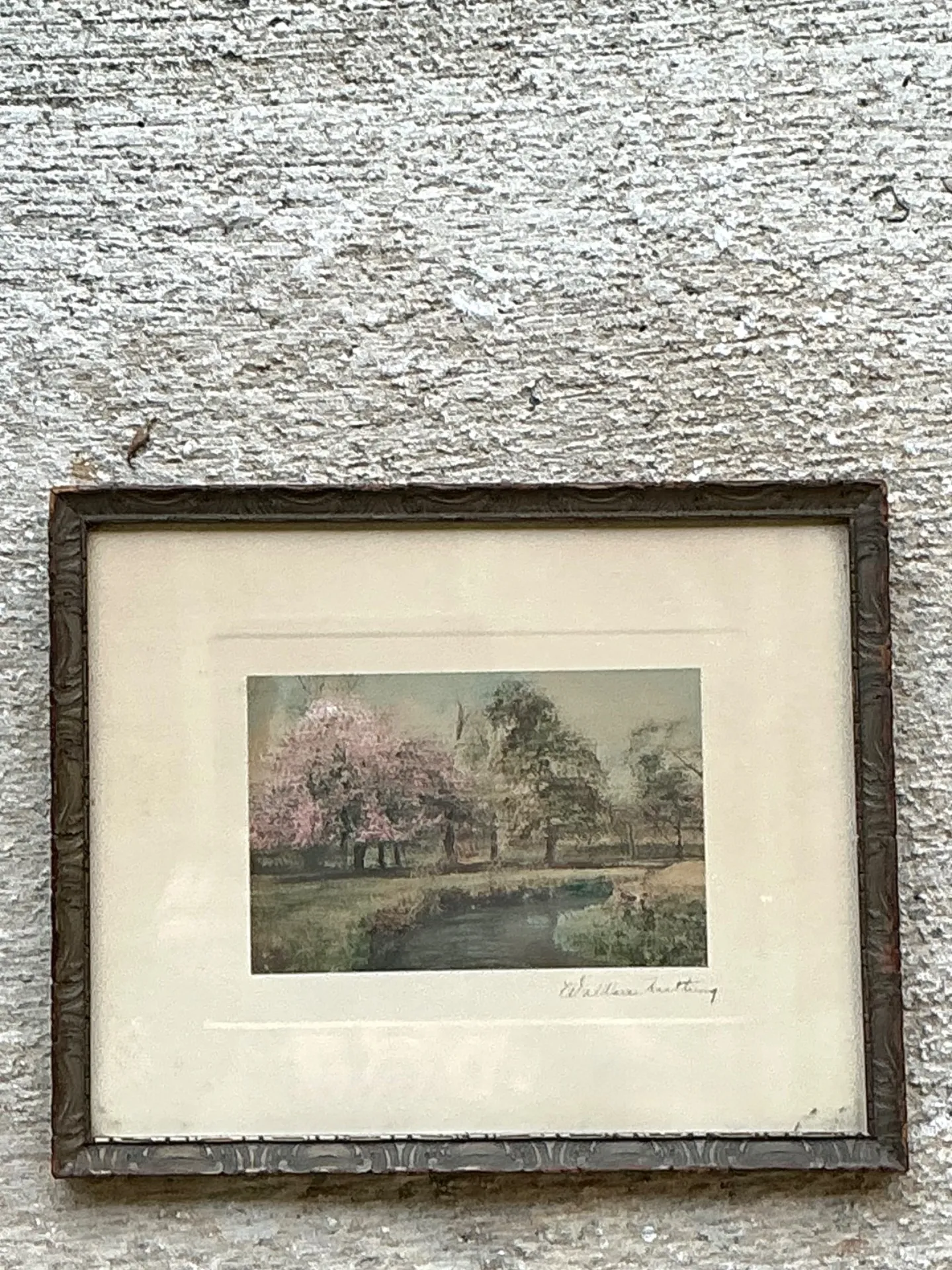 Wallace Nutting Hand Colored Landscape Print in Wood Frame — additional photo 7
