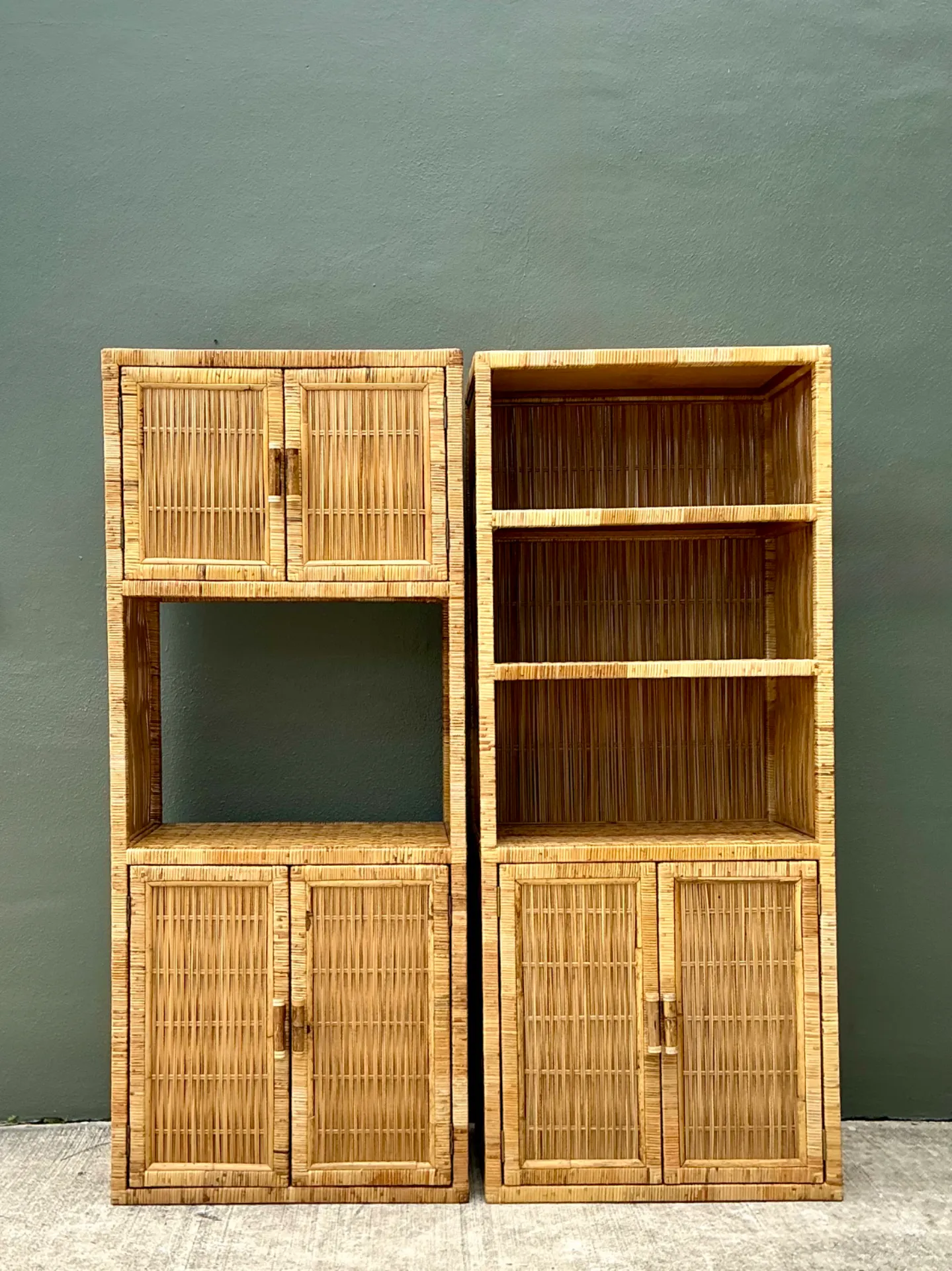 Vintage Woven Rattan Etagere - A Pair — additional photo 3