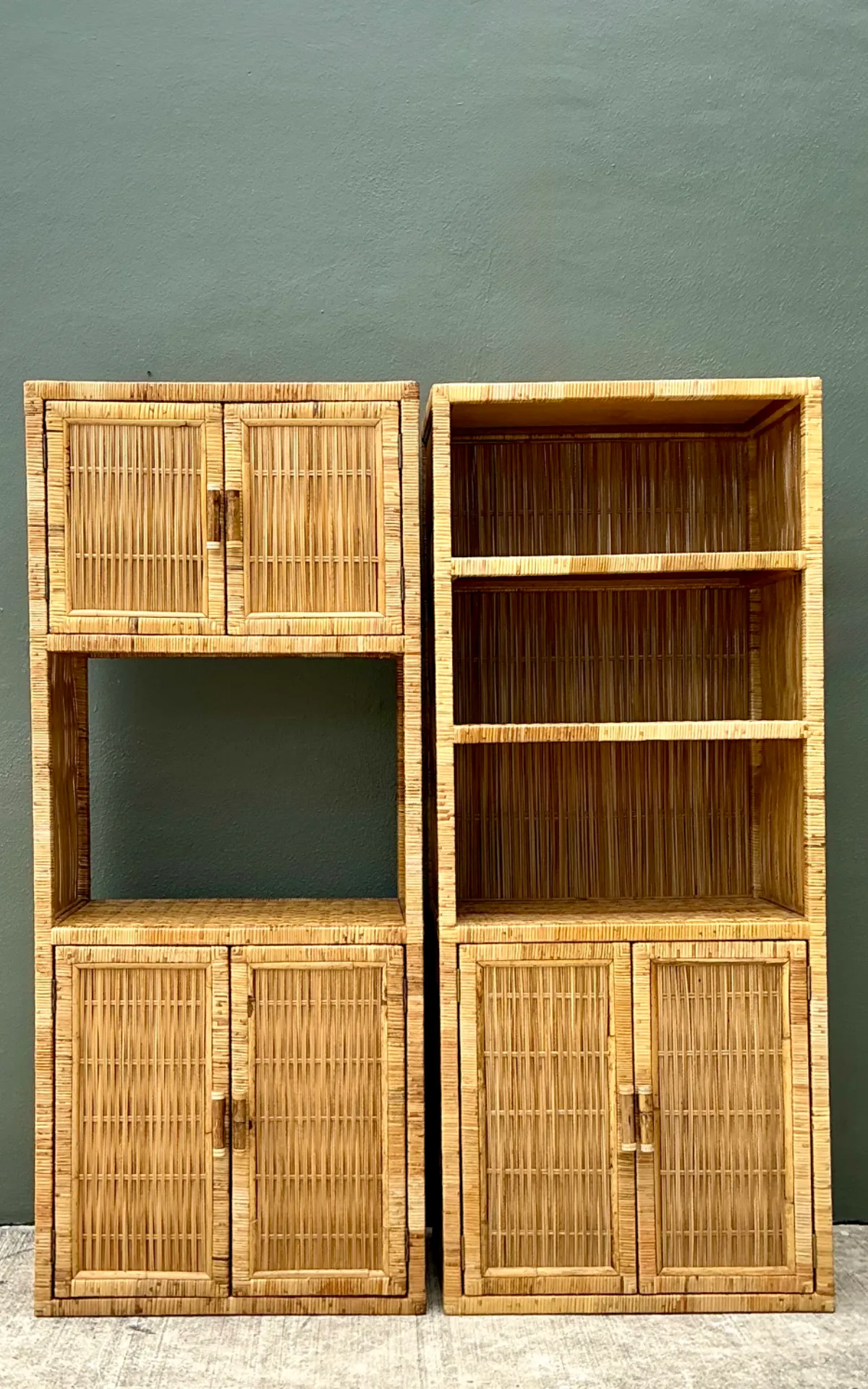 Vintage Woven Rattan Etagere - A Pair — additional photo 3
