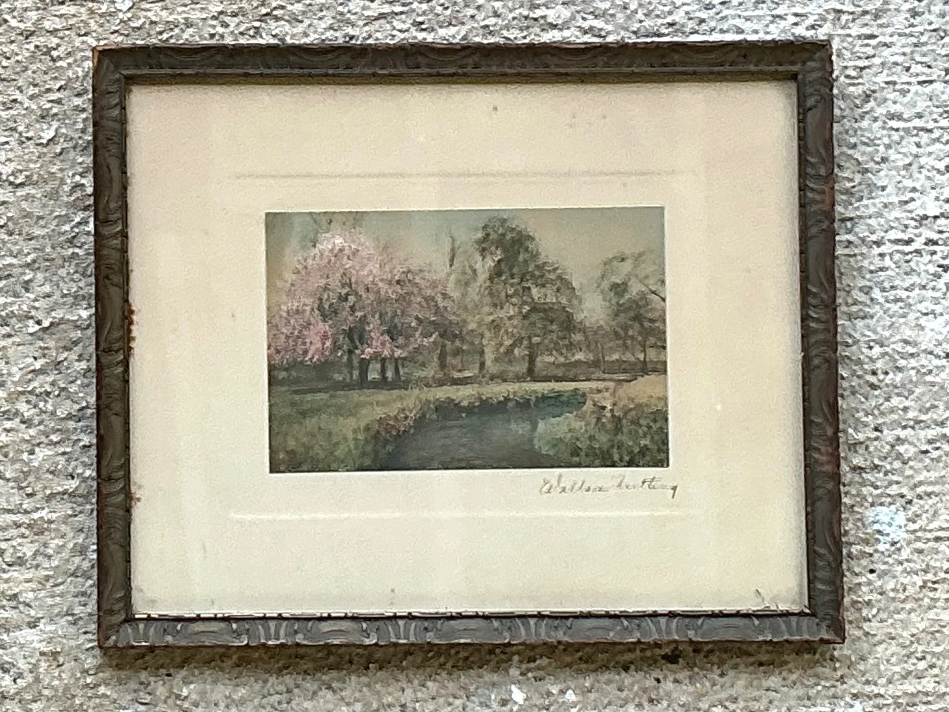 Wallace Nutting Hand Colored Landscape Print in Wood Frame — additional photo 1