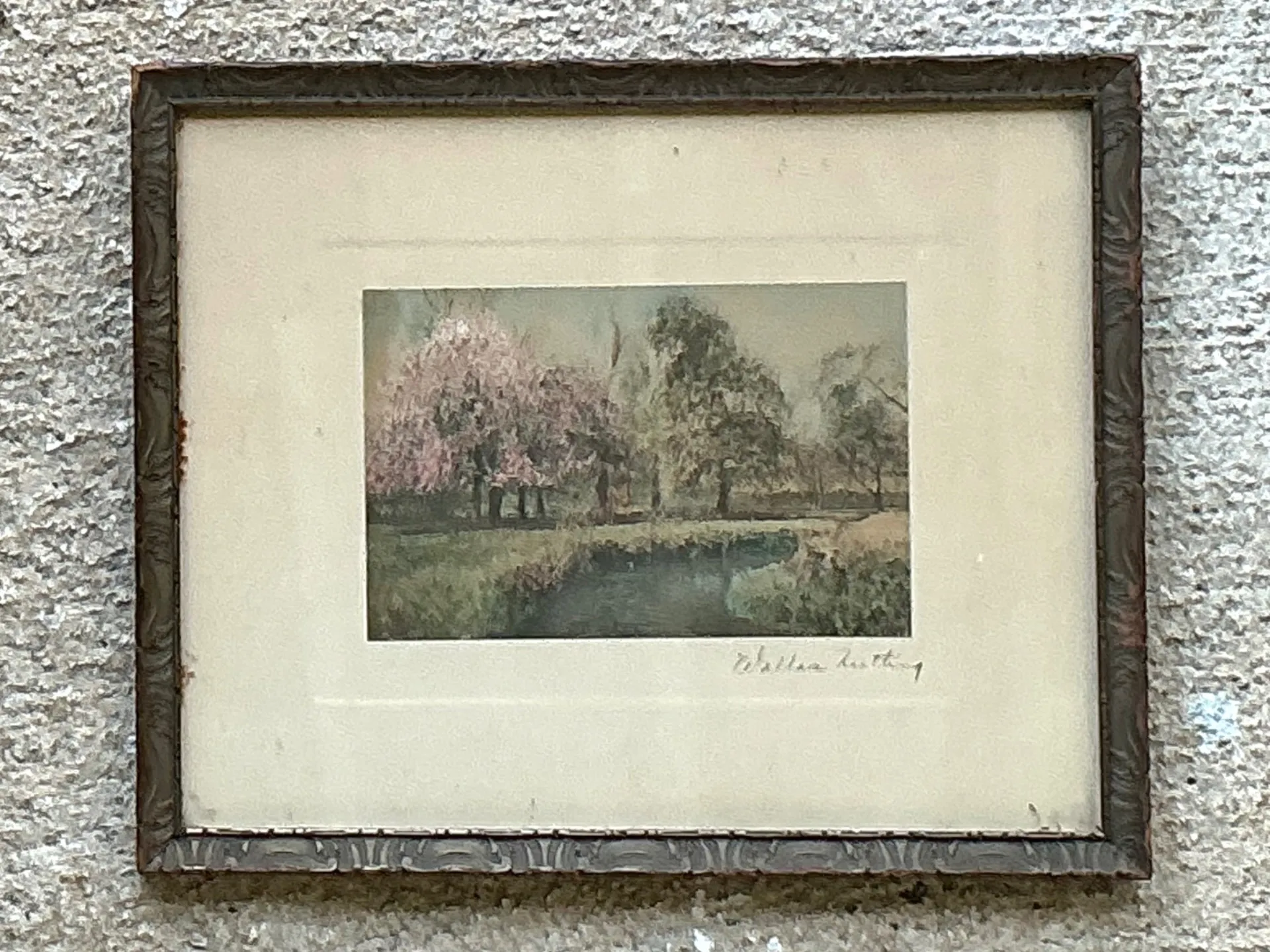 Wallace Nutting Hand Colored Landscape Print in Wood Frame — additional photo 3