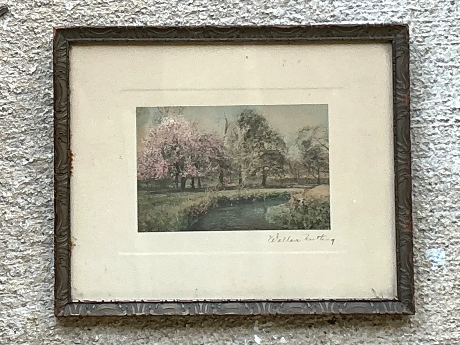 Wallace Nutting Hand Colored Landscape Print in Wood Frame — additional photo 5
