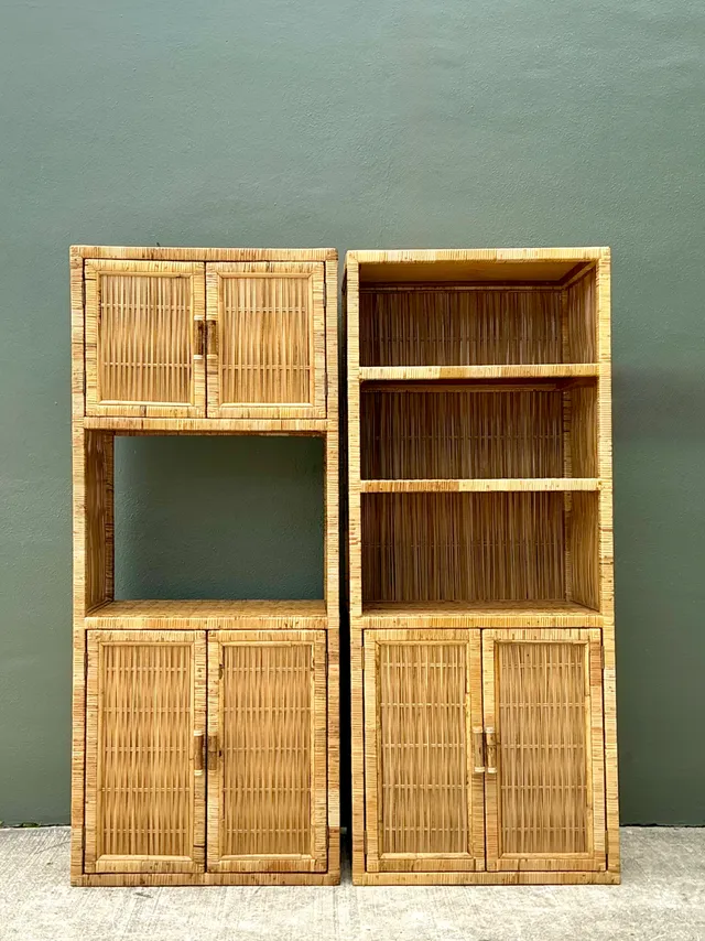 Vintage Woven Rattan Etagere - A Pair — additional photo 1