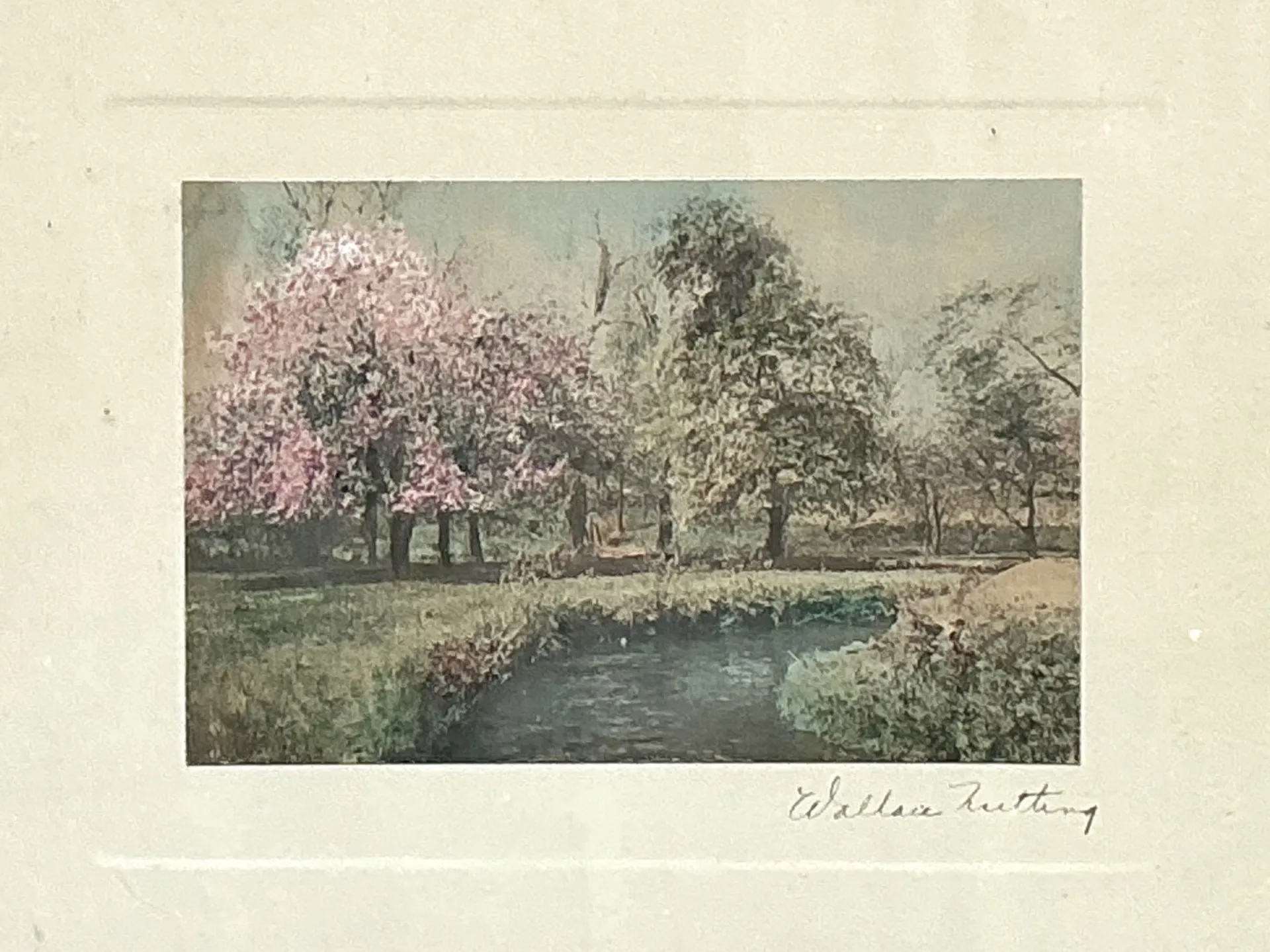 Wallace Nutting Hand Colored Landscape Print in Wood Frame — additional photo 6
