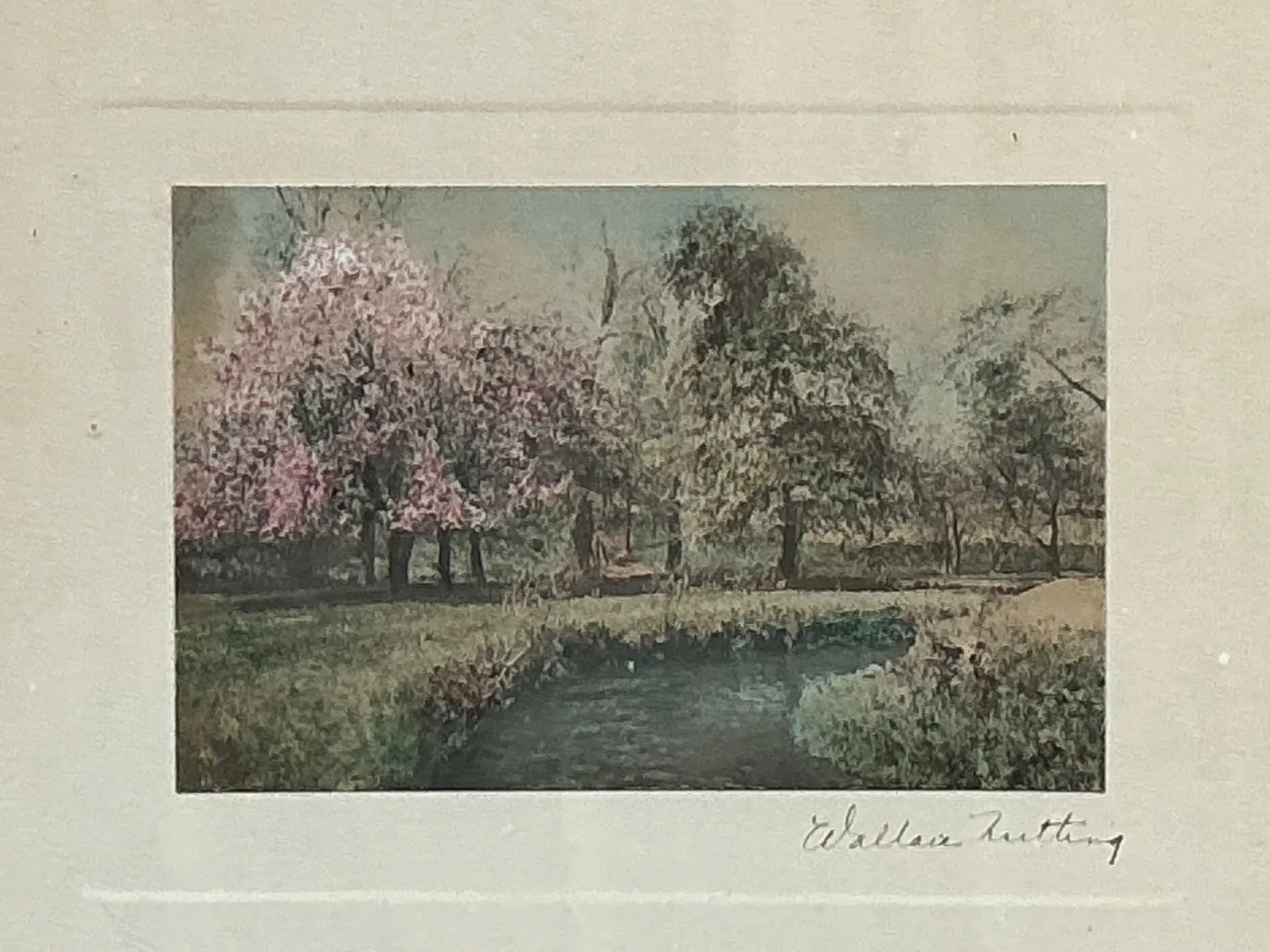 Wallace Nutting Hand Colored Landscape Print in Wood Frame — additional photo 2
