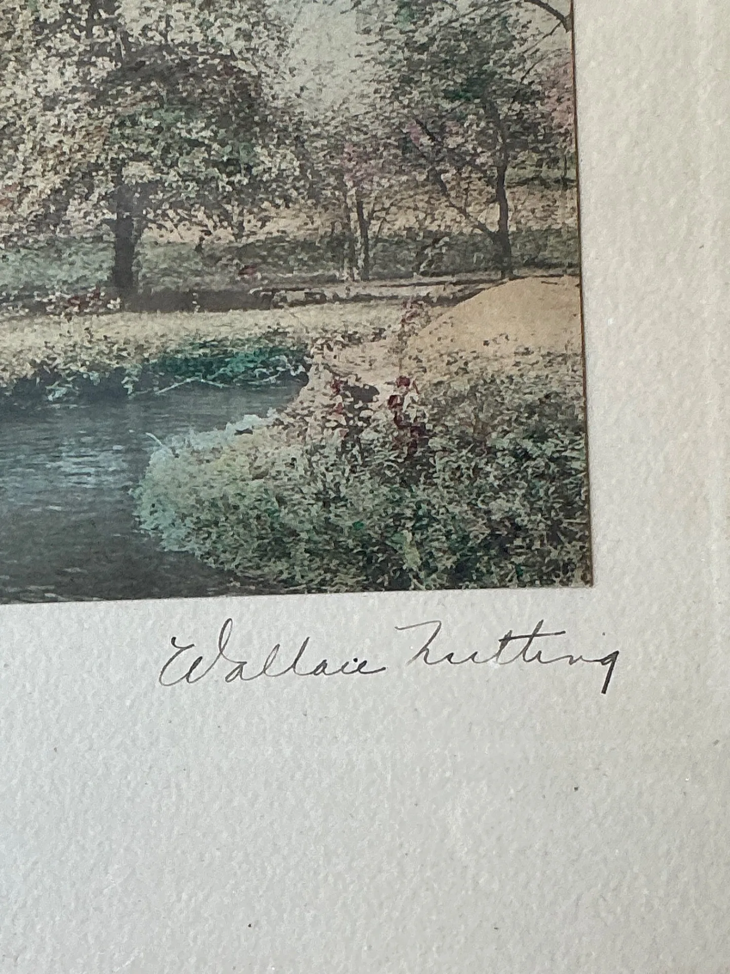 Wallace Nutting Hand Colored Landscape Print in Wood Frame — additional photo 4