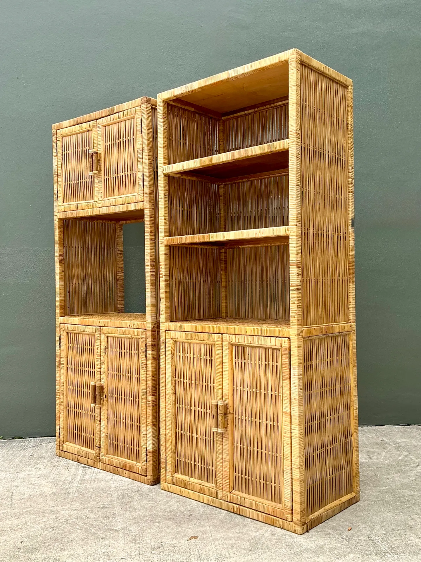 Vintage Woven Rattan Etagere - A Pair — additional photo 6