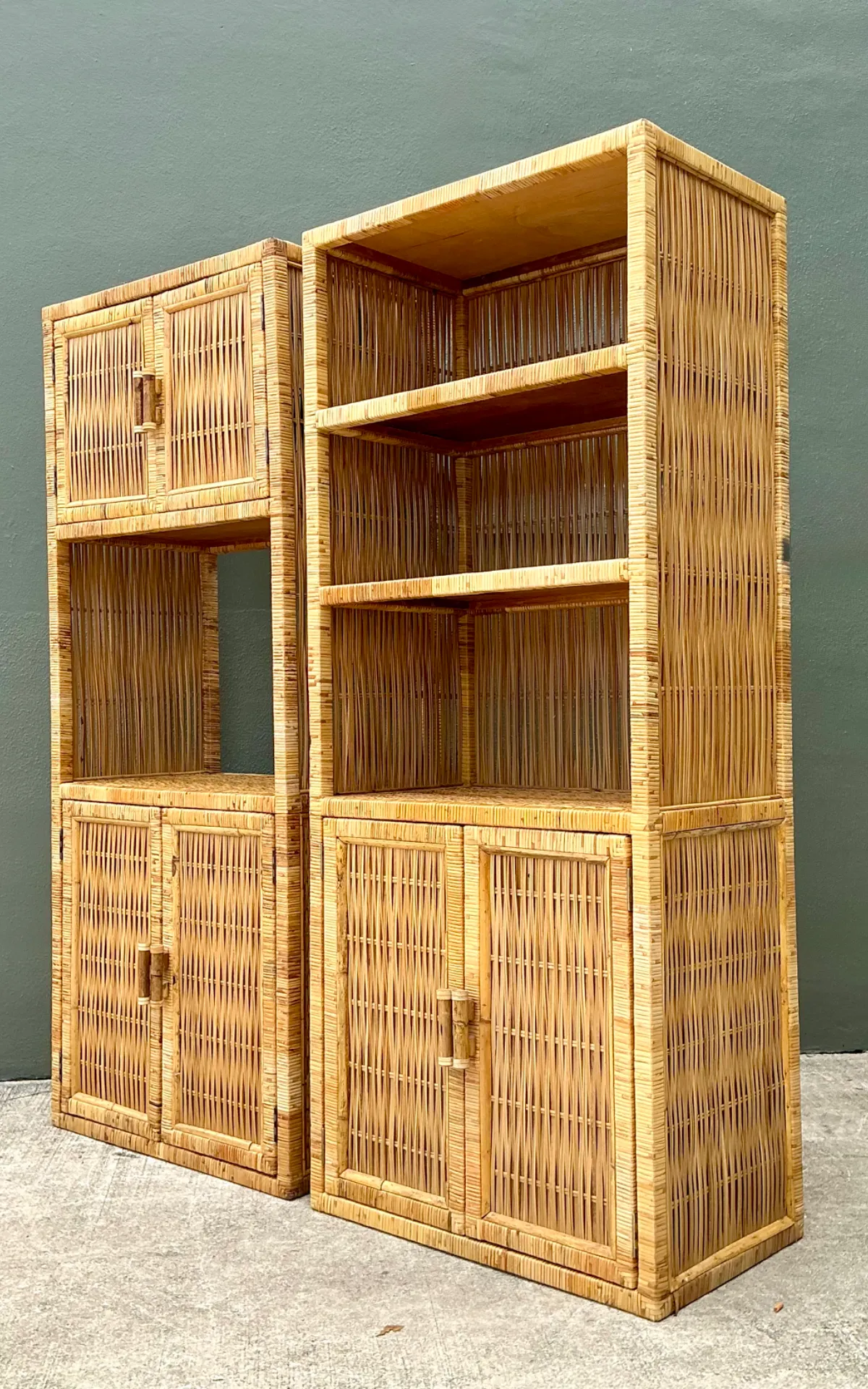Vintage Woven Rattan Etagere - A Pair — additional photo 6
