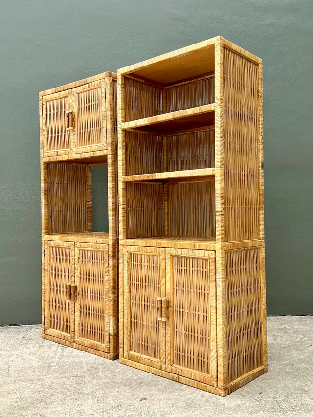 Vintage Woven Rattan Etagere - A Pair — additional photo 6