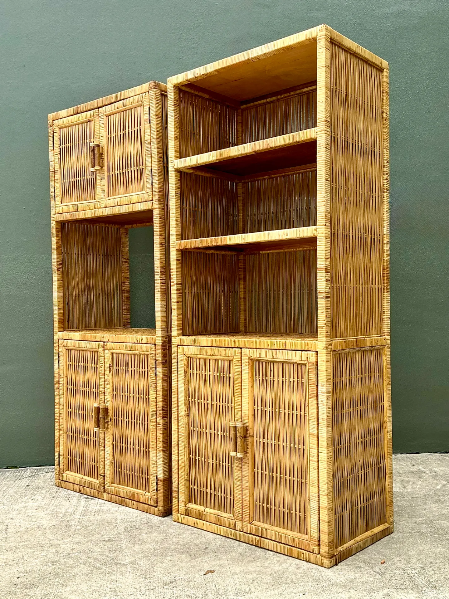 Vintage Woven Rattan Etagere - A Pair — additional photo 2