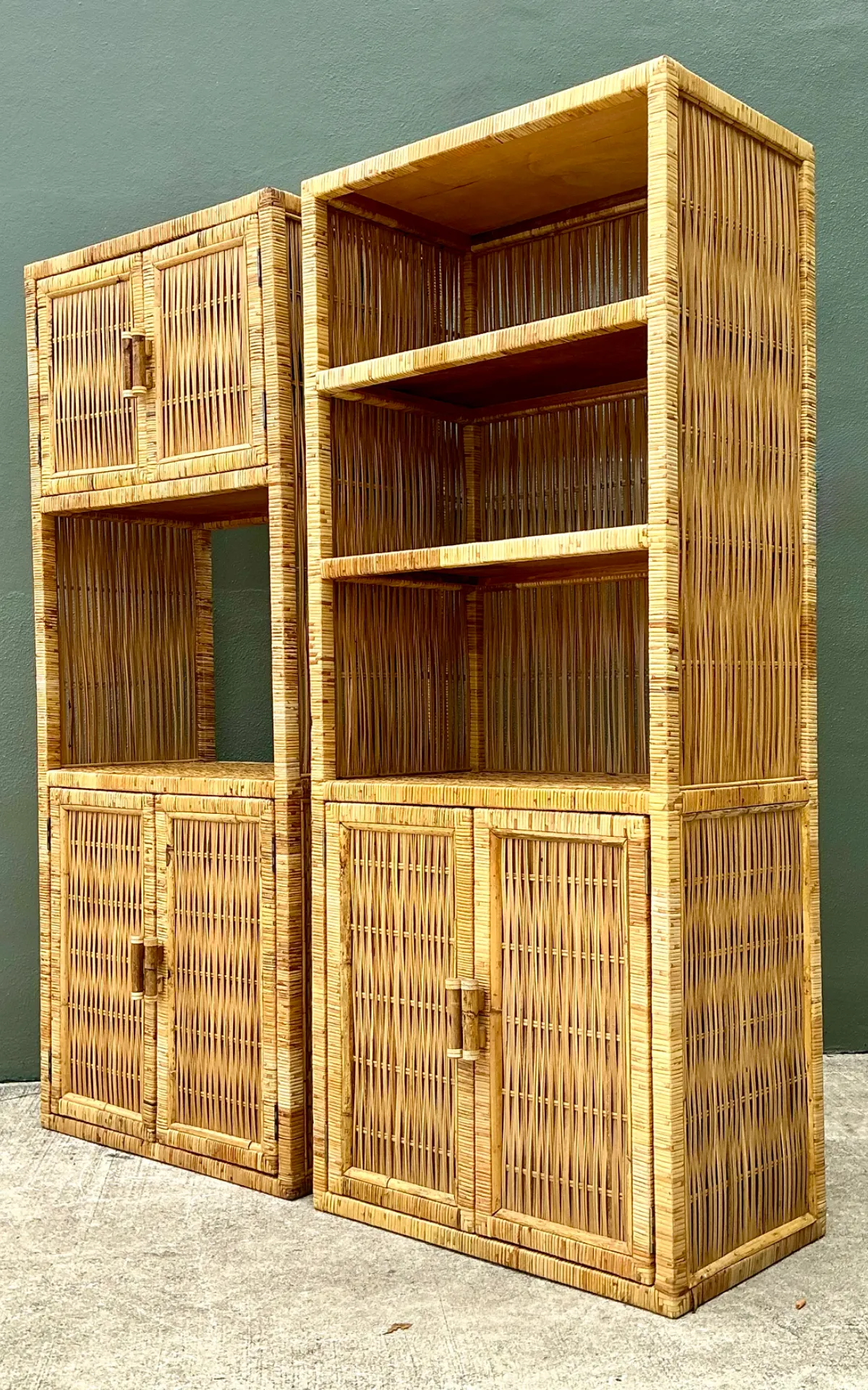 Vintage Woven Rattan Etagere - A Pair — additional photo 2